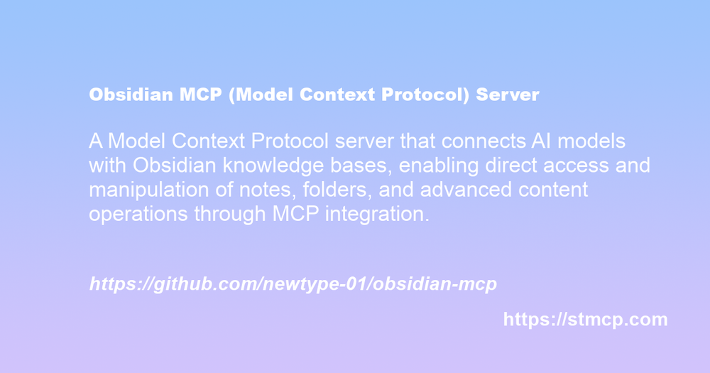 Open Graph image for Obsidian MCP (Model Context Protocol) Server