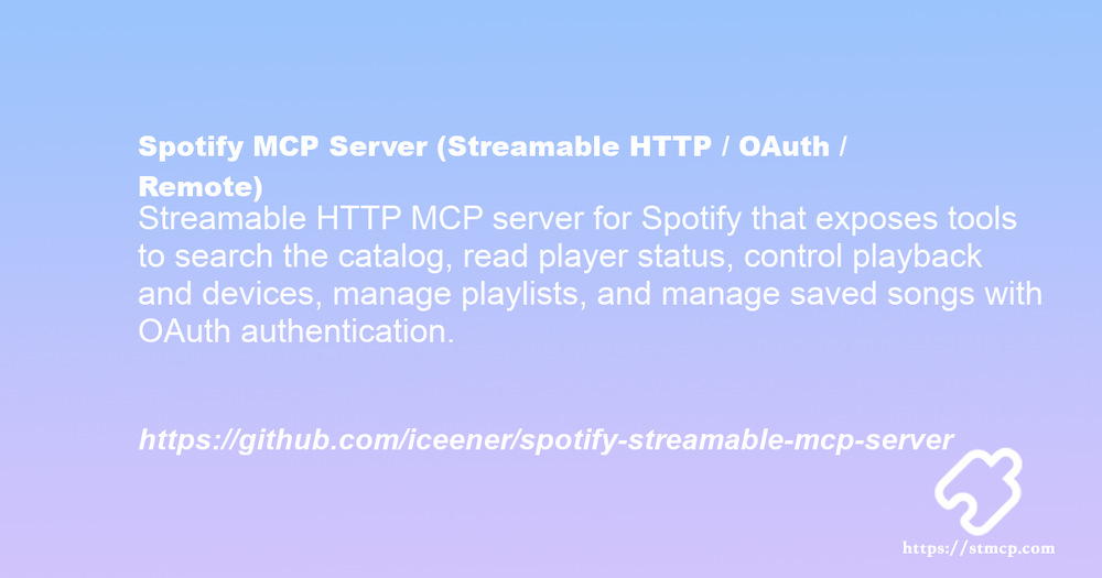Open Graph image for Spotify MCP Server (Streamable HTTP / OAuth / Remote)