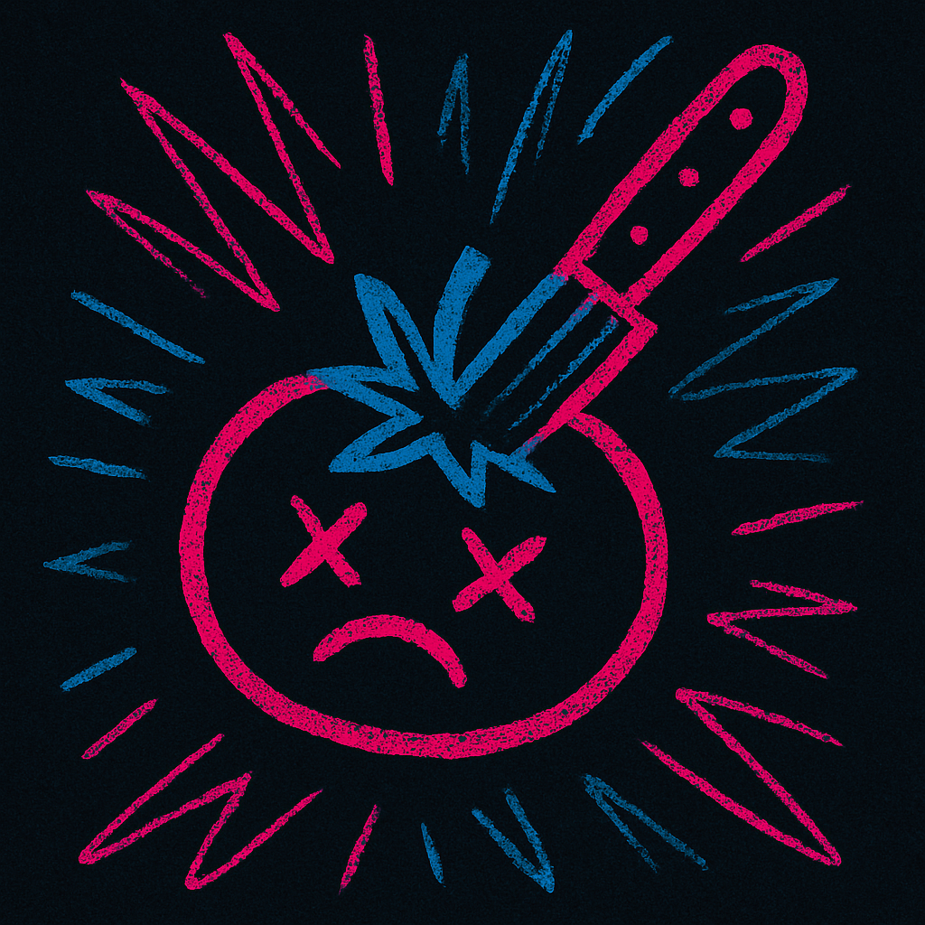 a knife in a chalk tomato graffiti style