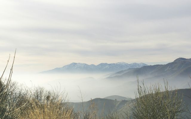 A view of a mountain range in the distance