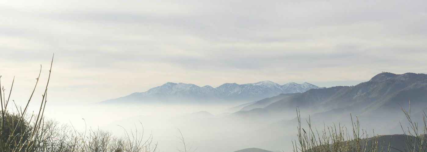 A view of a mountain range in the distance