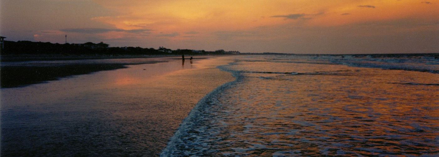 people walking on beach during sunset