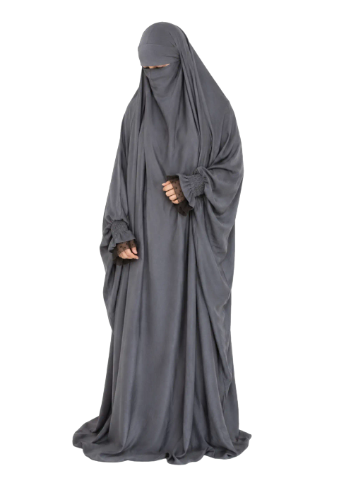 A'isha Scrunch Net Jilbāb Slate