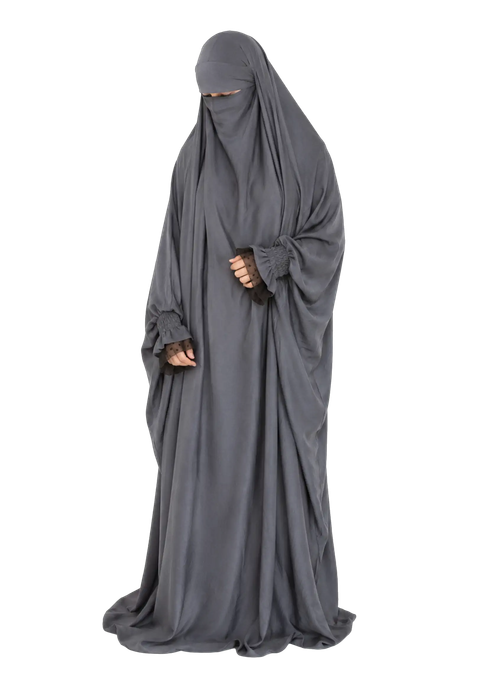 A'isha Scrunch Net Jilbāb Slate