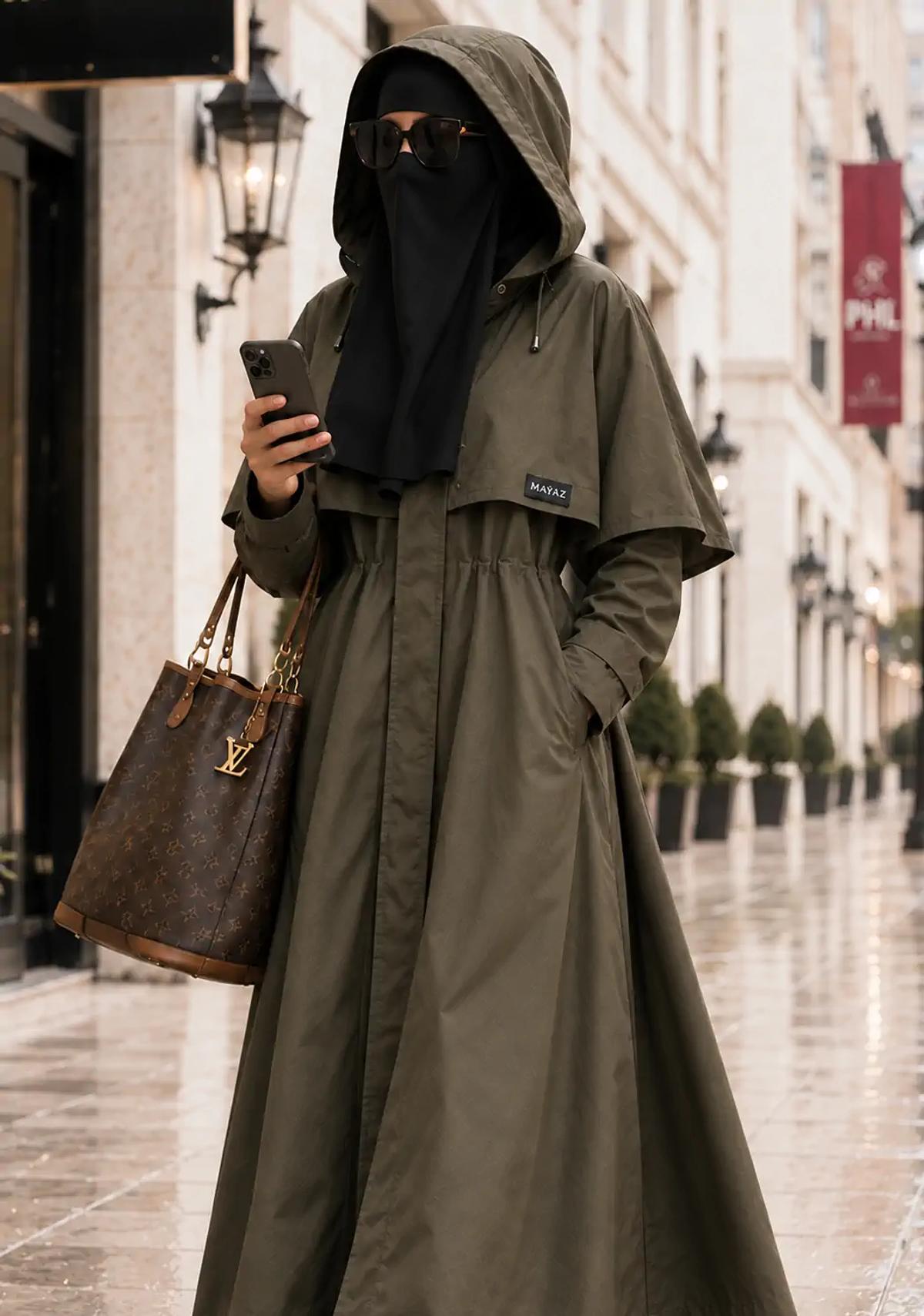 The Modern Trench, in black.