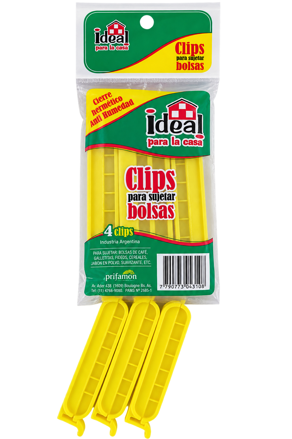 Clips p/sujetar bolsas gdes 48x4 de IDEAL para el hogar