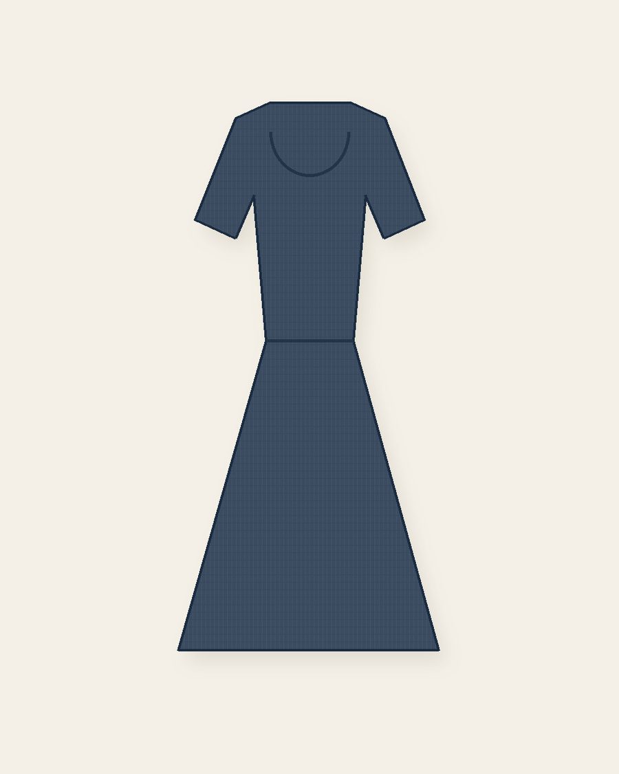 שמלה כיס נסתר — מבט קדמי; איור סינתטי מקורי