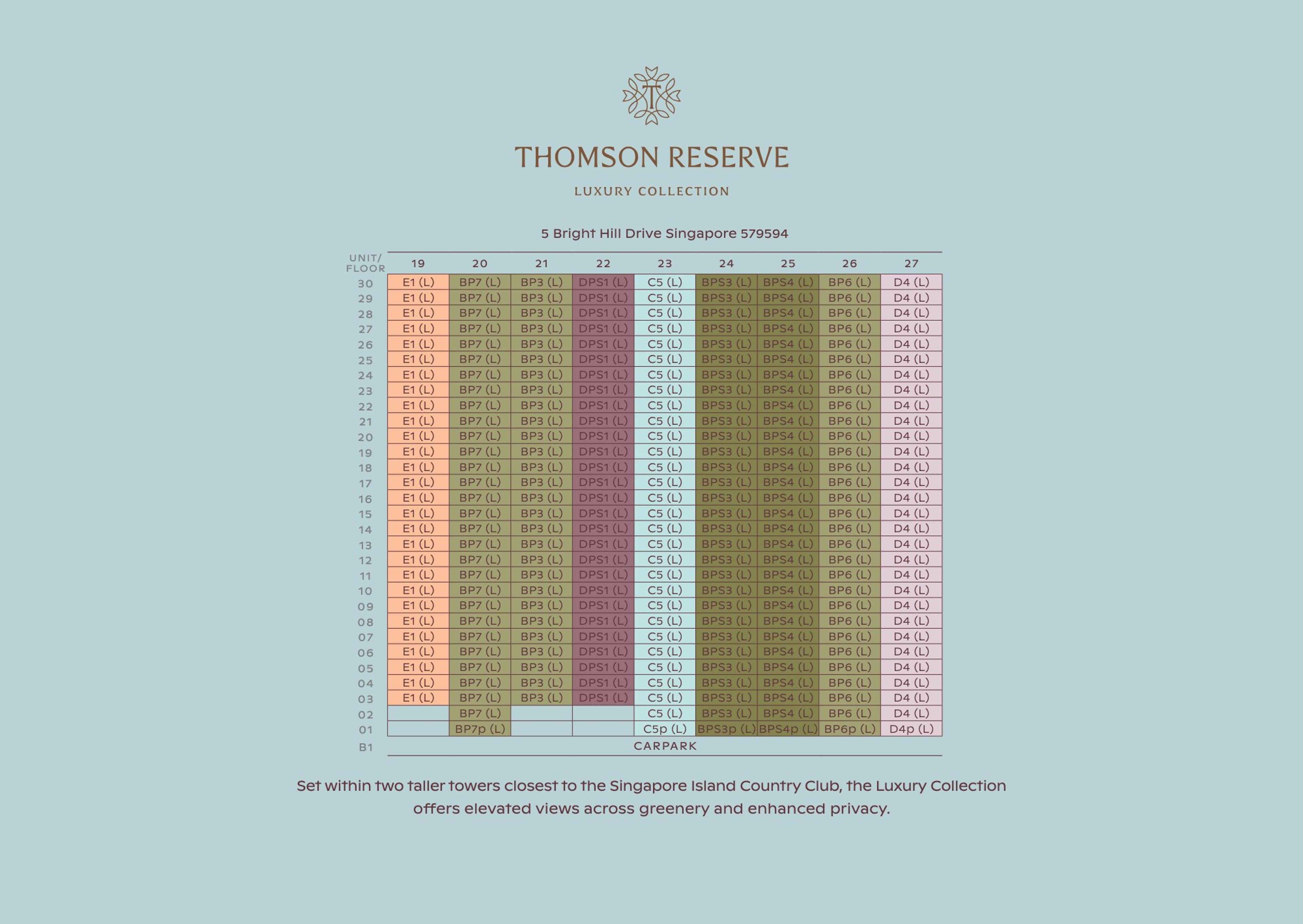 Lucerne Grand unit distribution chart, 5 Bright Hill Drive (Luxury Collection)