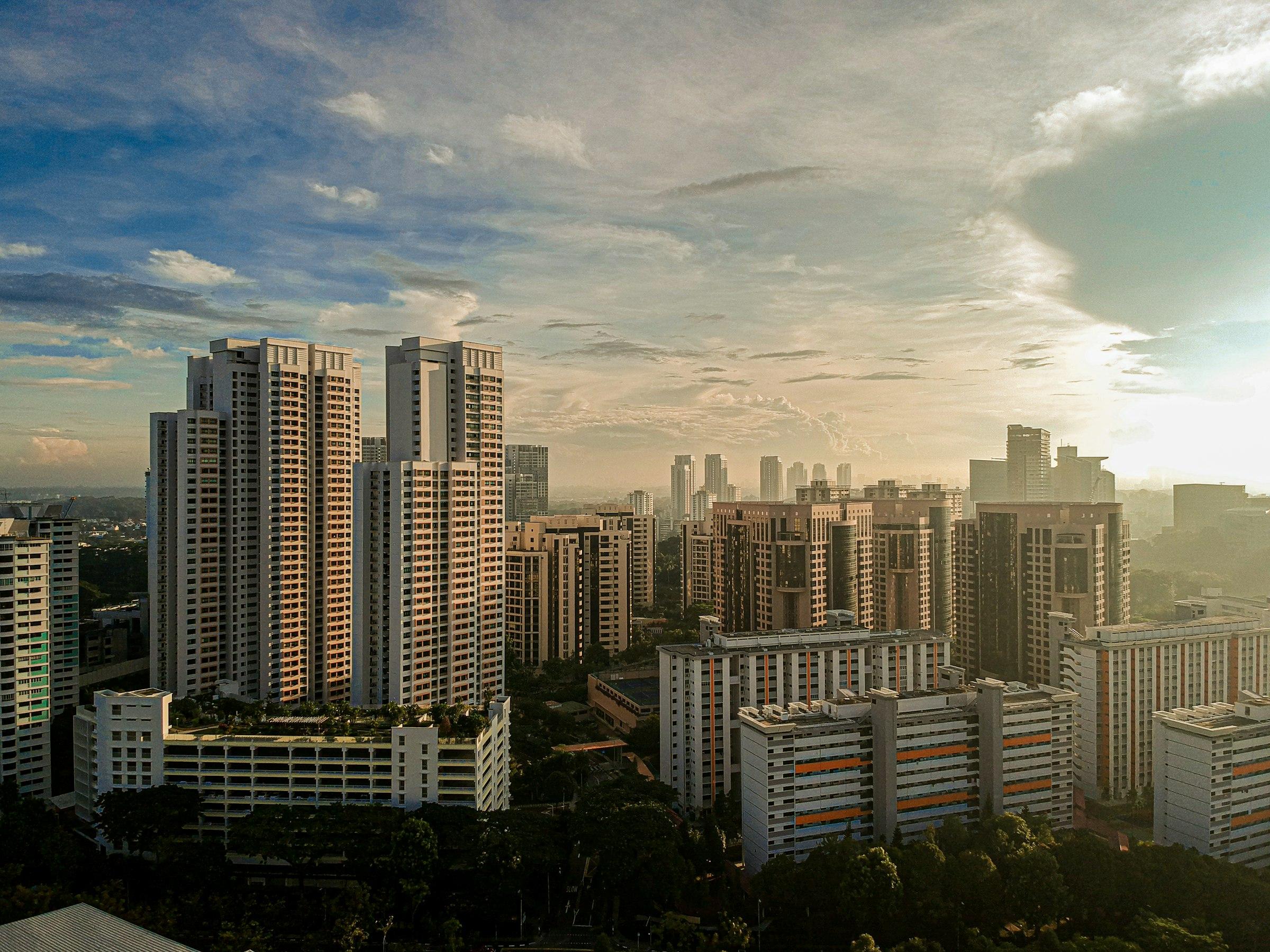 Singapore homes at golden hour