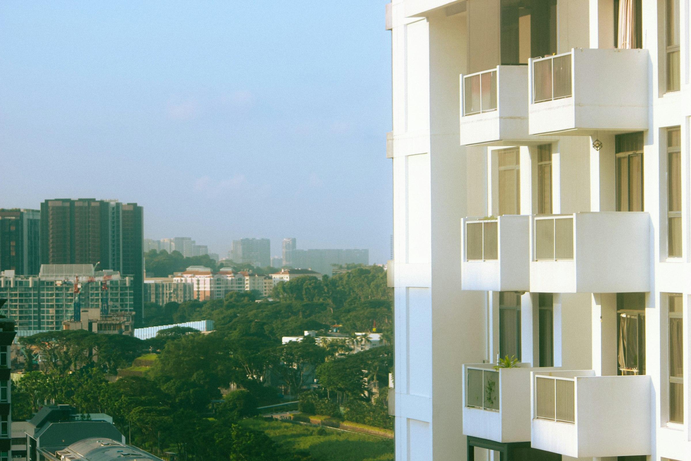 Balconies overlooking greenery