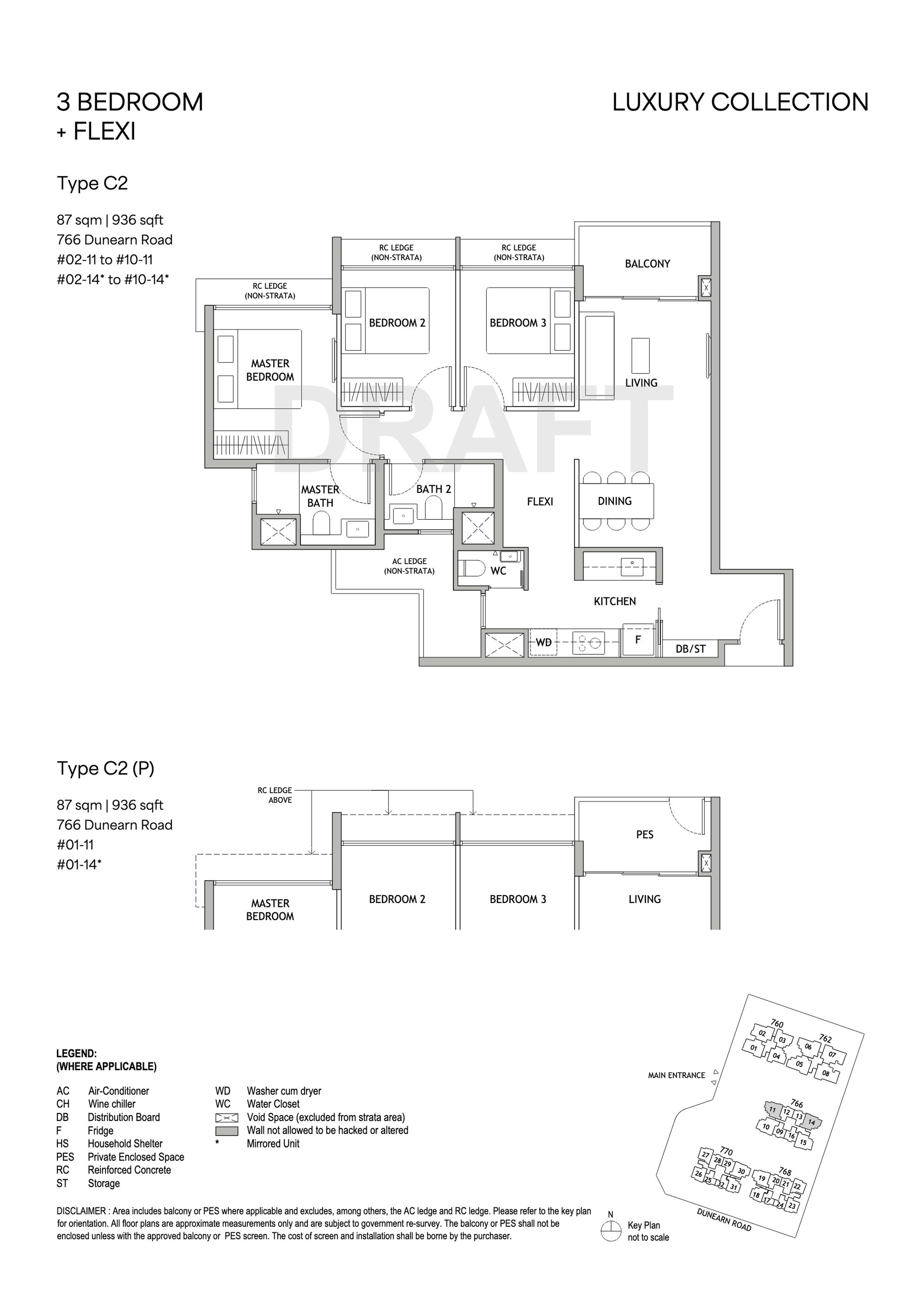 Dunearn House Unit floor plan, Type C2