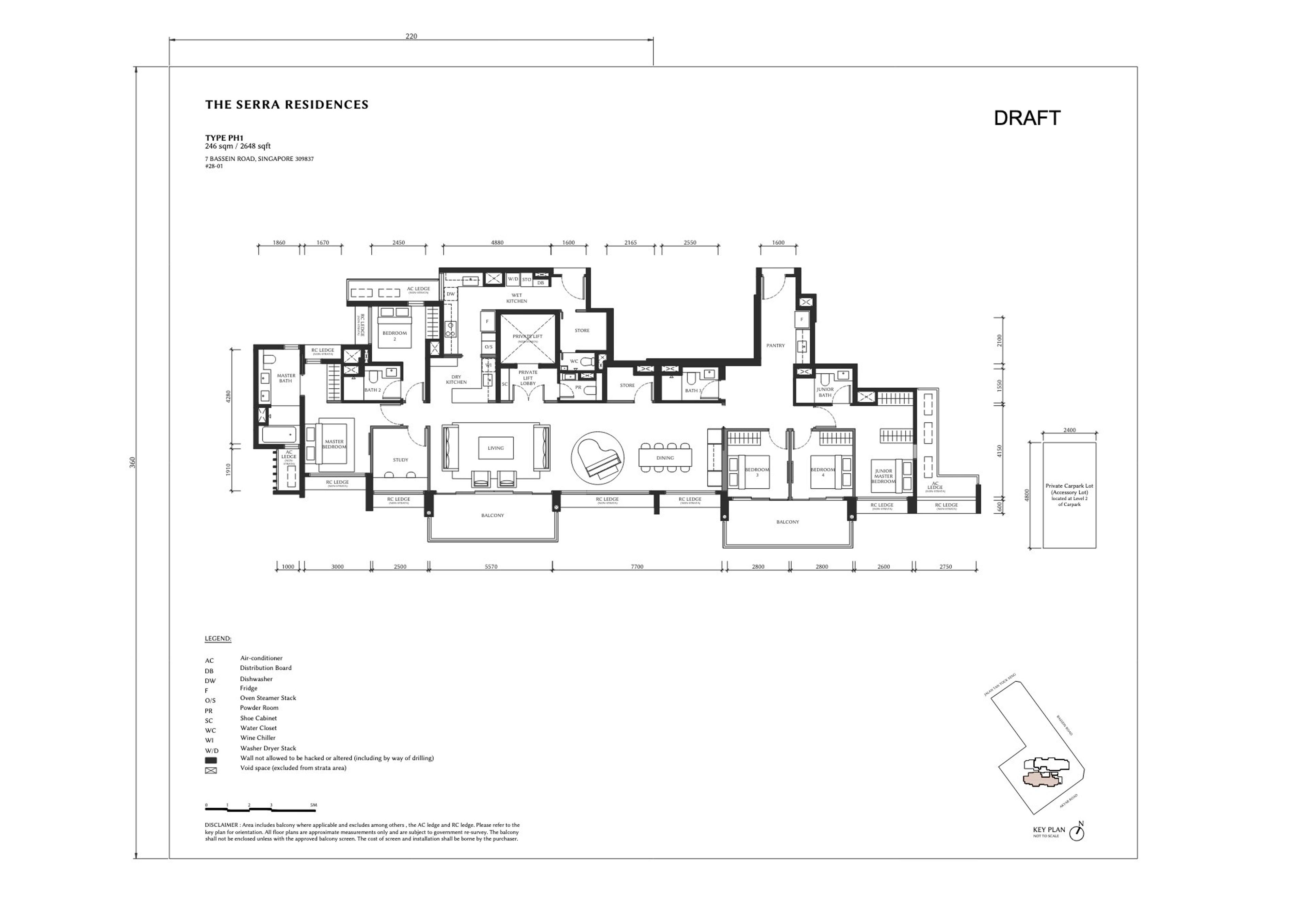 The Serra Residences Unit floor plan, Type PH1, with private lift