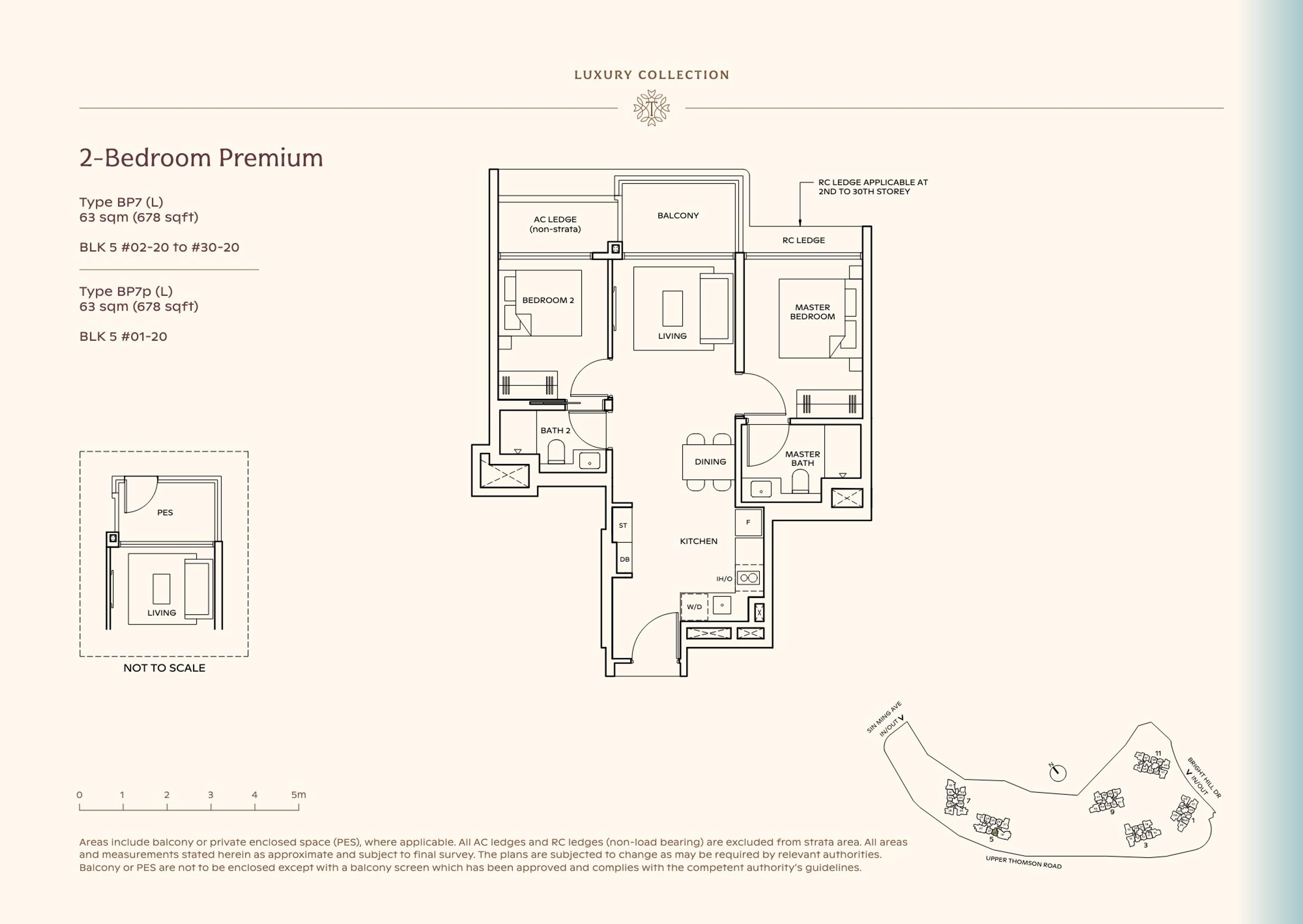 Lucerne Grand 2-Bedroom Premium floor plan, Type BP7 (L) / BP7p (L) (63 sqm / 678 sq ft)
