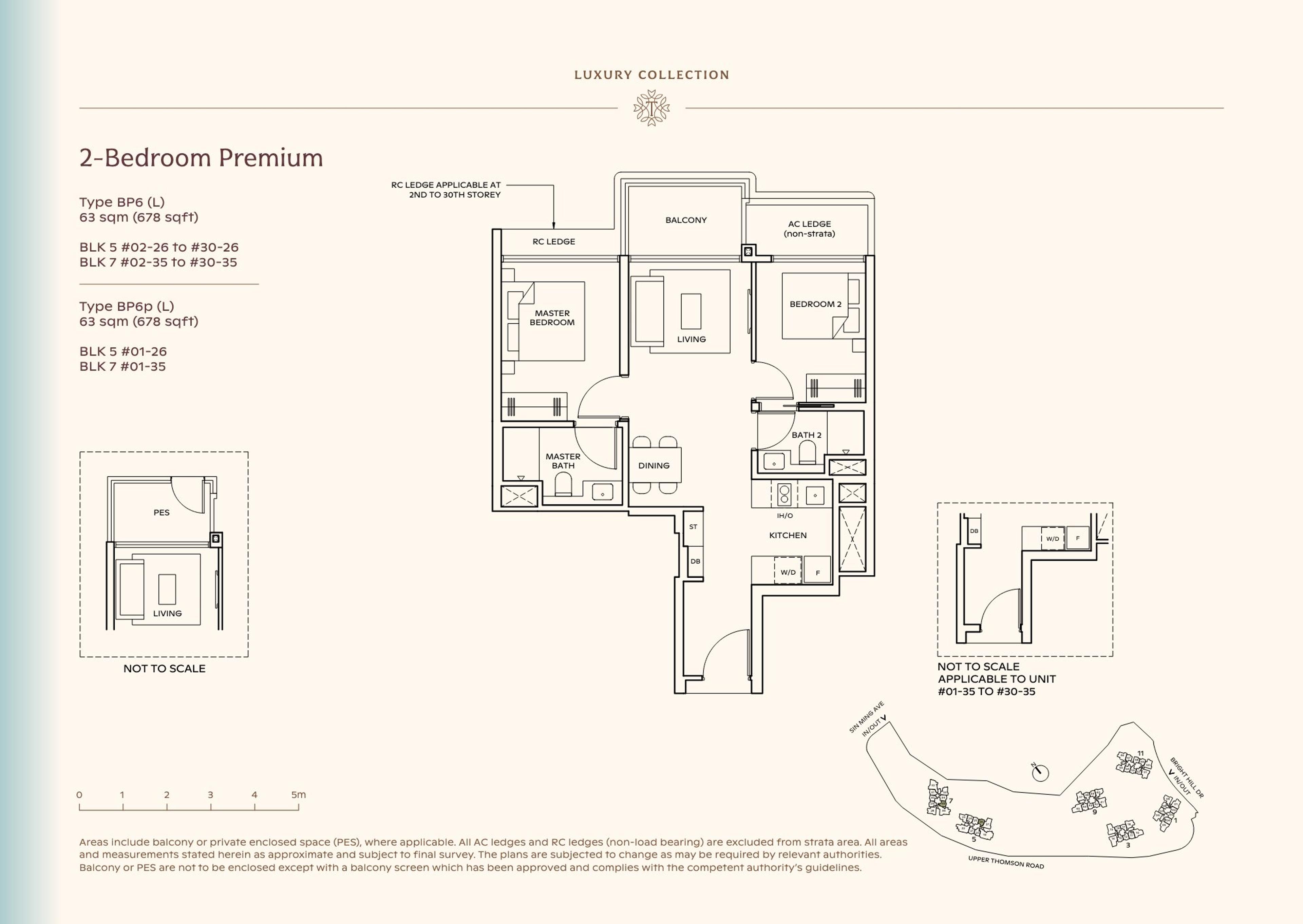 Lucerne Grand 2-Bedroom Premium floor plan, Type BP6 (L) / BP6p (L) (63 sqm / 678 sq ft)