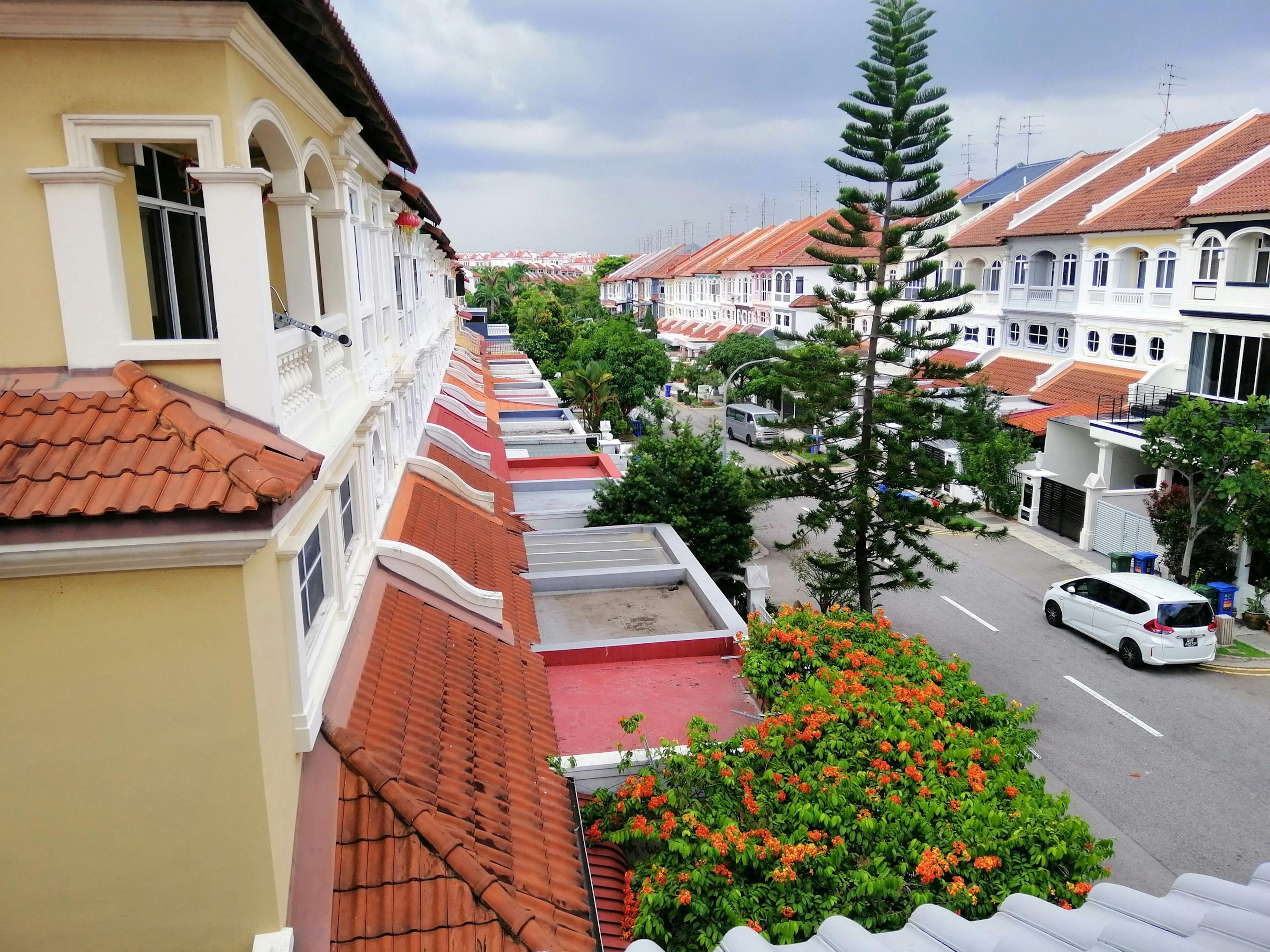 A row of terrace houses in a Singapore landed estate