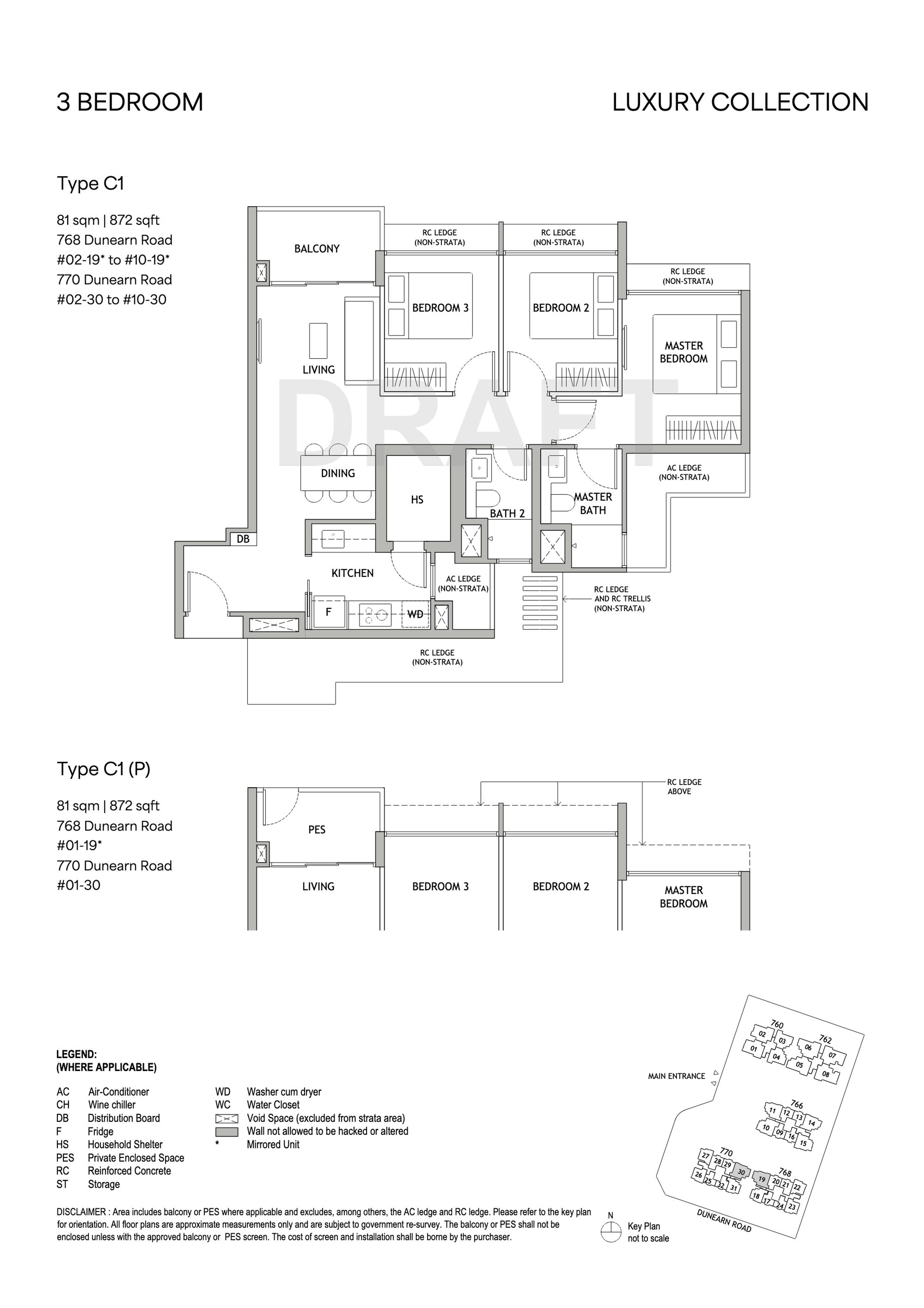 Dunearn House Unit floor plan, Type C1