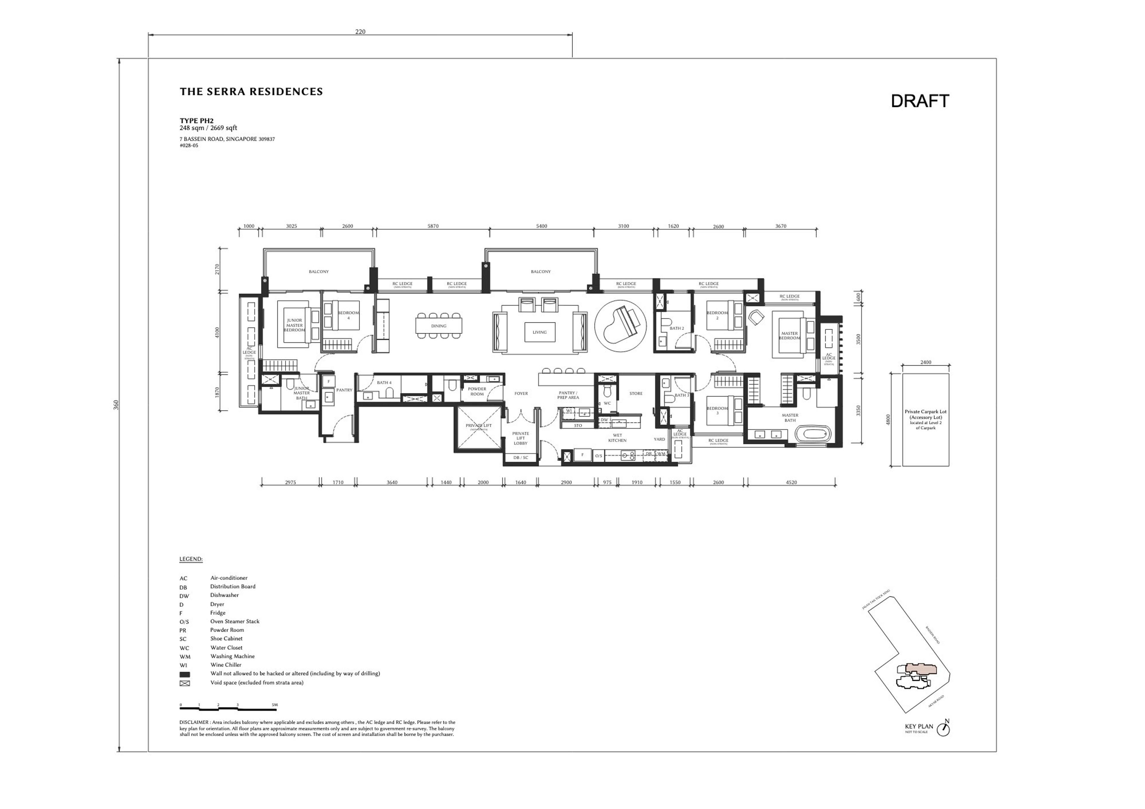 The Serra Residences Unit floor plan, Type PH2, with private lift