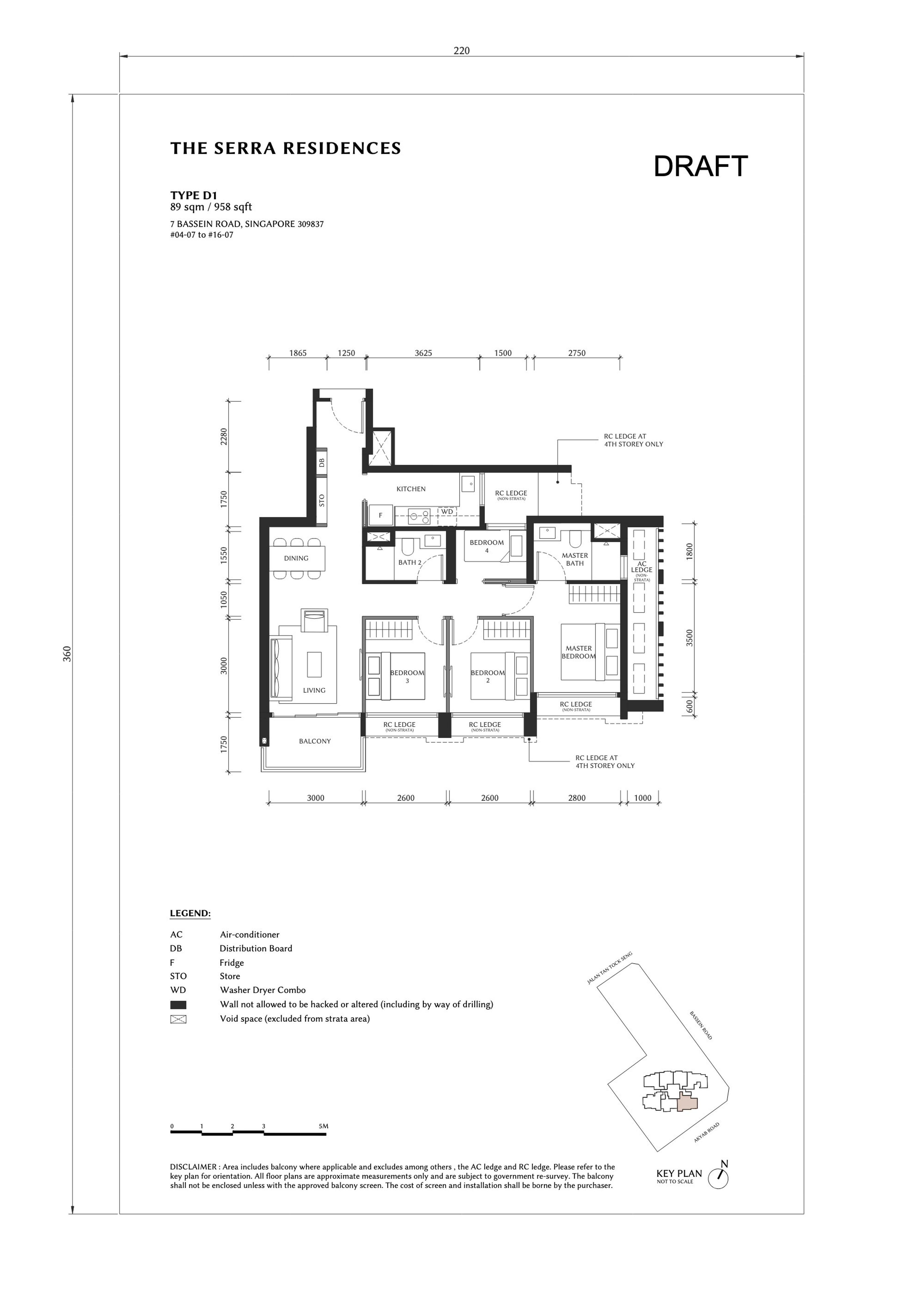 The Serra Residences Unit floor plan, Type D1