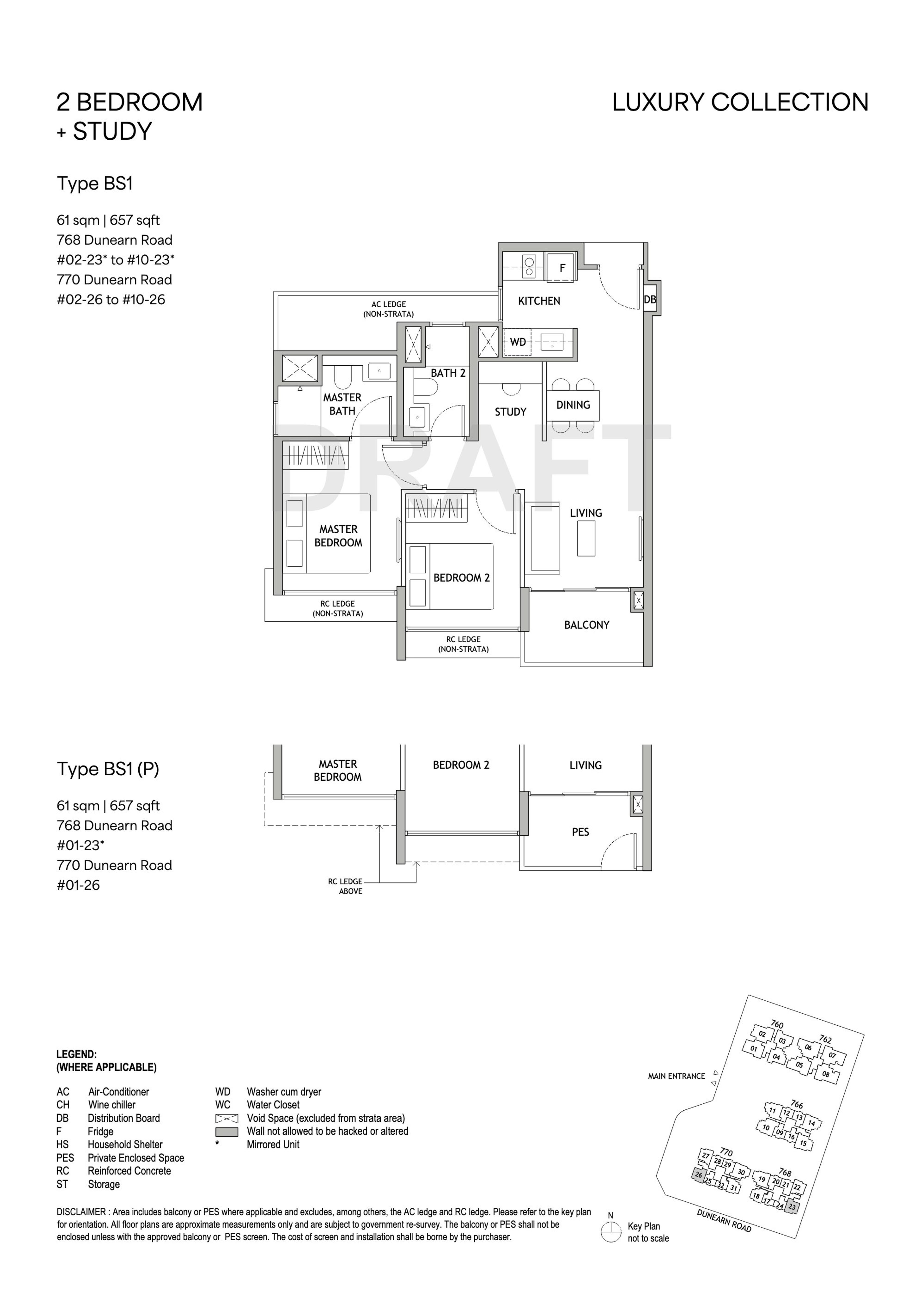 Dunearn House Unit floor plan, Type BS1