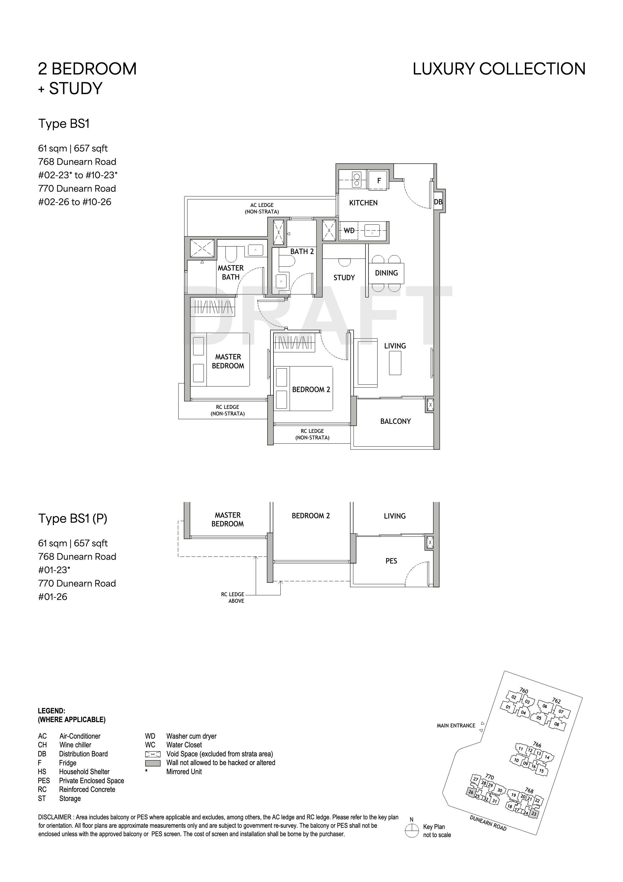 Dunearn House Unit floor plan, Type BS1