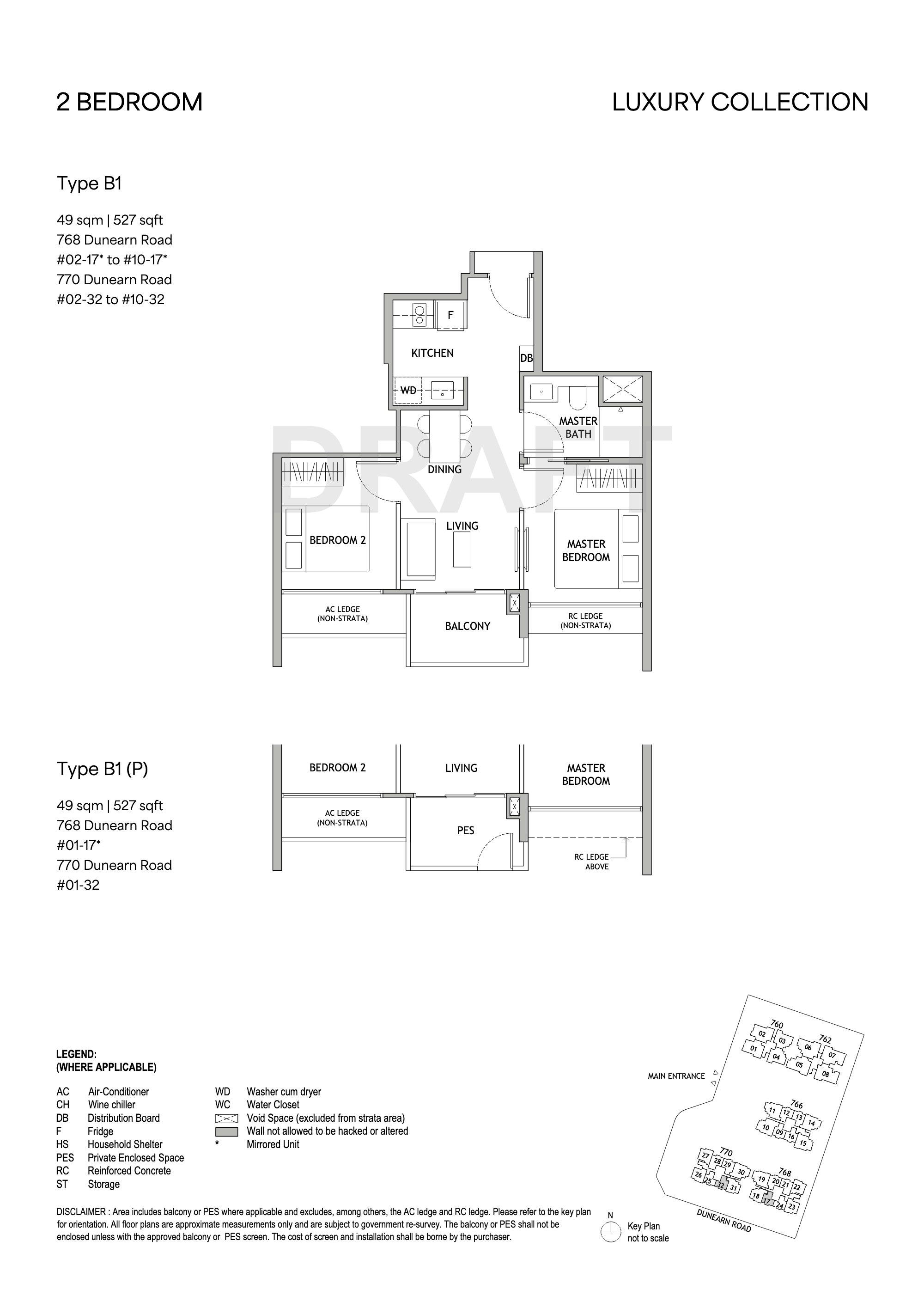 Dunearn House Unit floor plan, Type B1