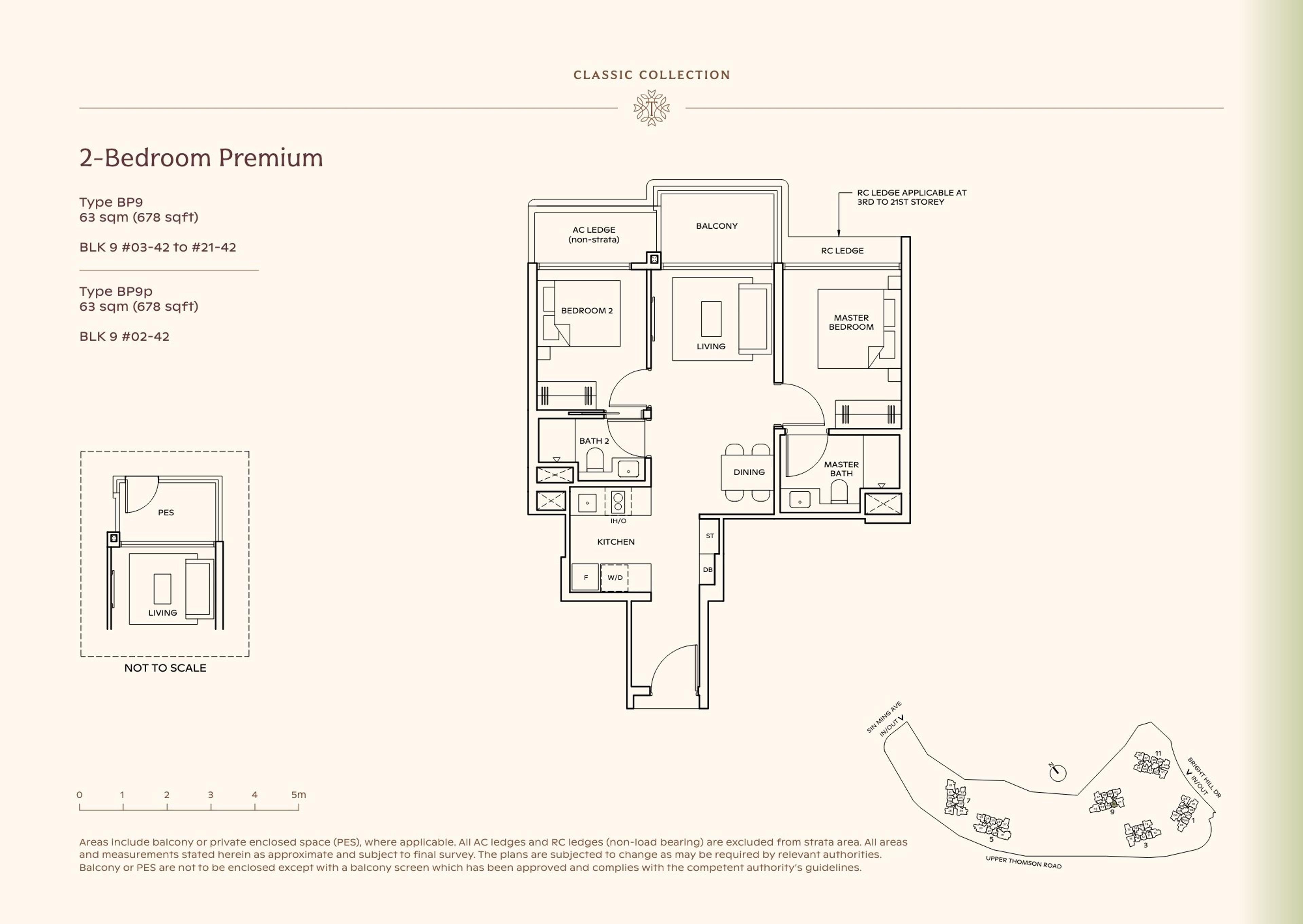Lucerne Grand 2-Bedroom Premium floor plan, Type BP9 / BP9p (63 sqm / 678 sq ft)