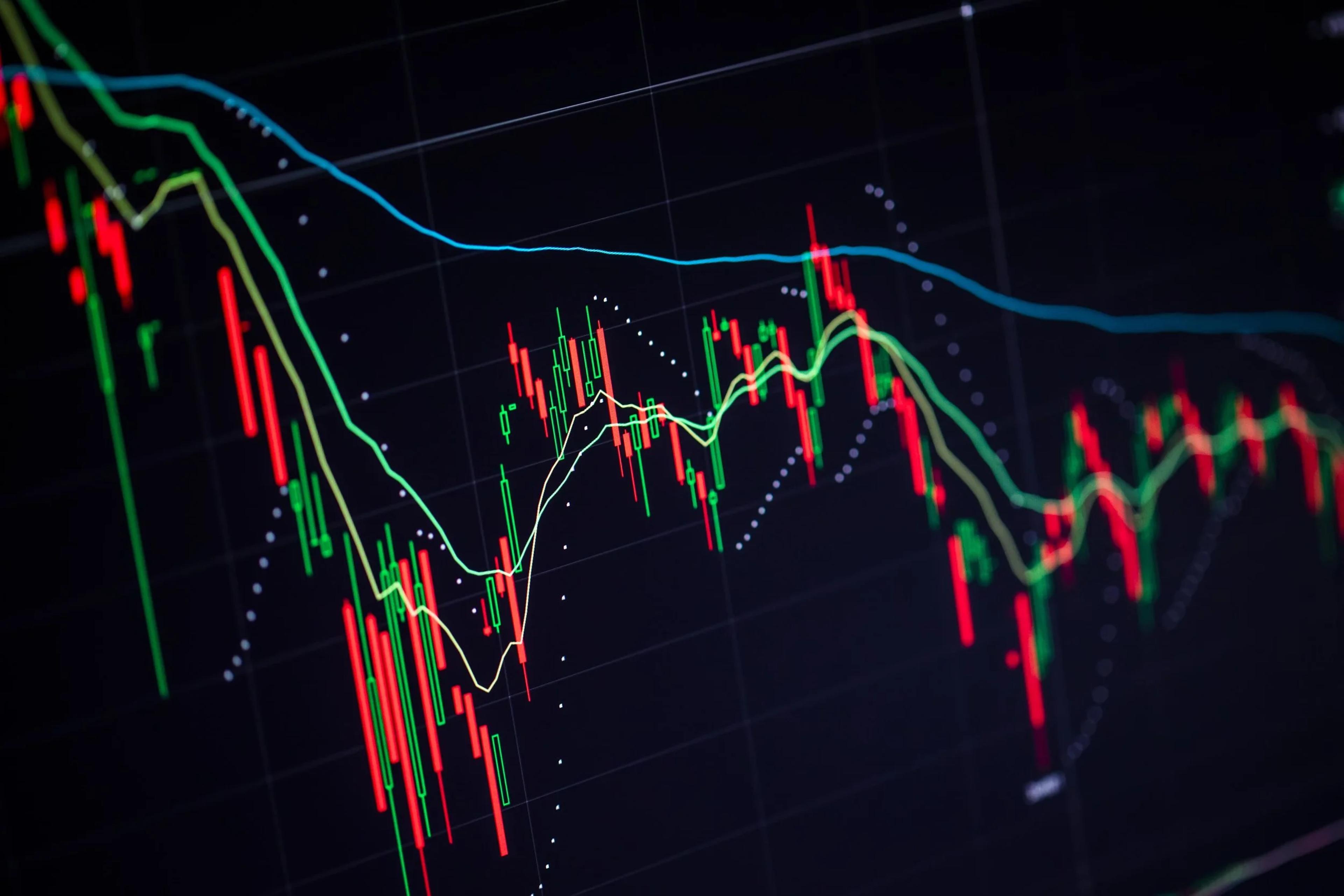 Candlestick price chart showing a market dip and recovery