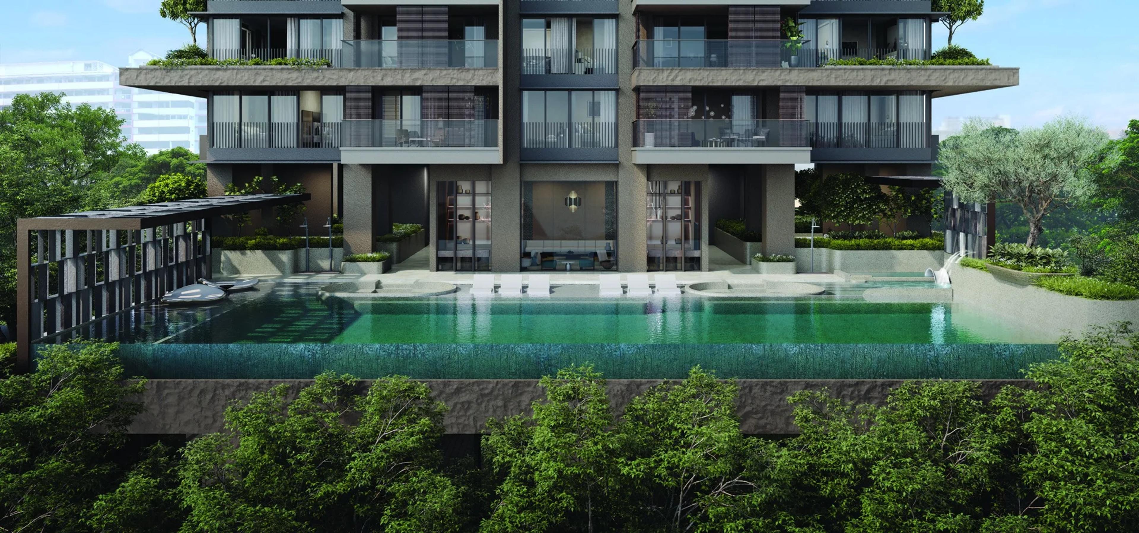 Artist's impression of Aurea's Level 3 Resort with the 25-metre infinity pool