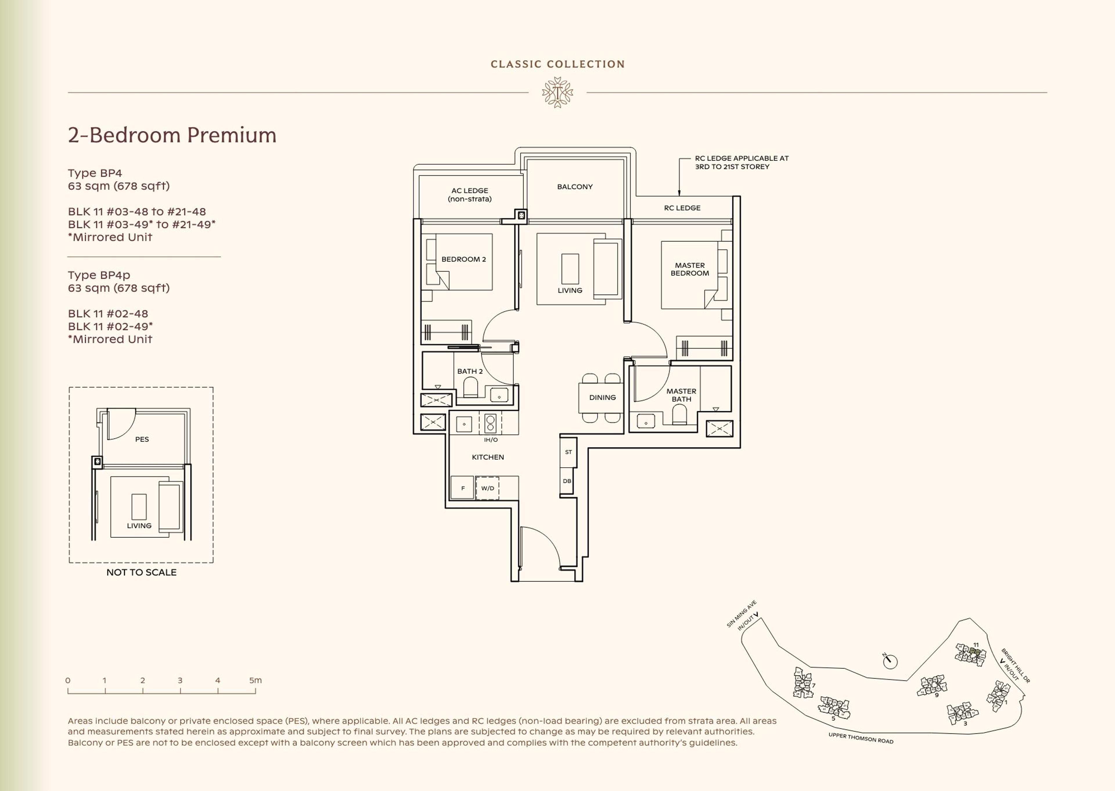 Lucerne Grand 2-Bedroom Premium floor plan, Type BP4 / BP4p (63 sqm / 678 sq ft)