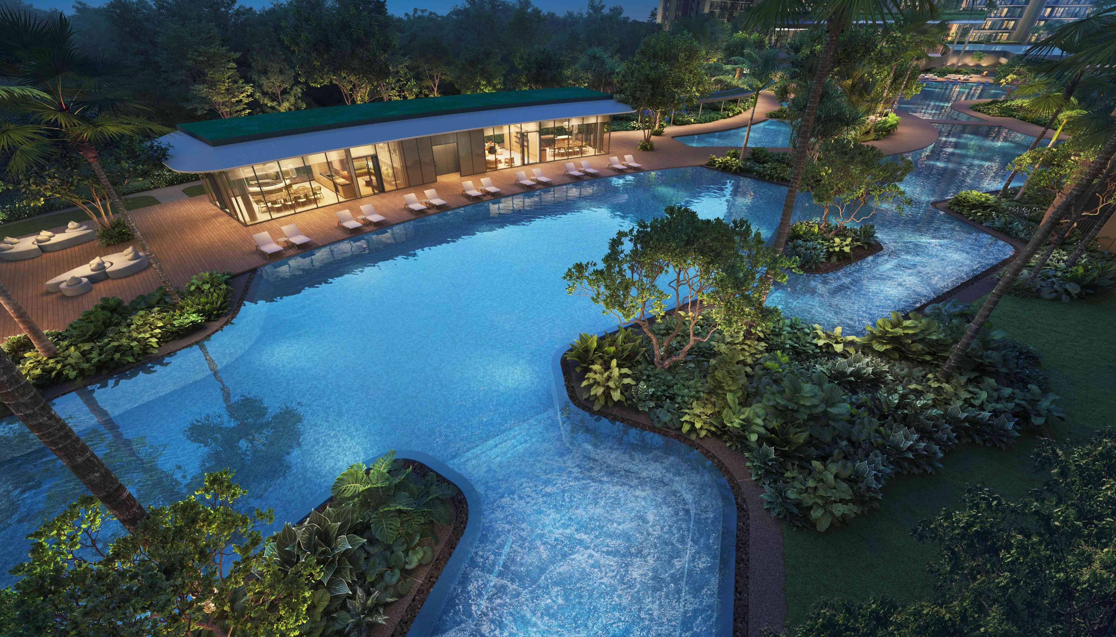 Artist's impression of a new launch condominium pool and clubhouse