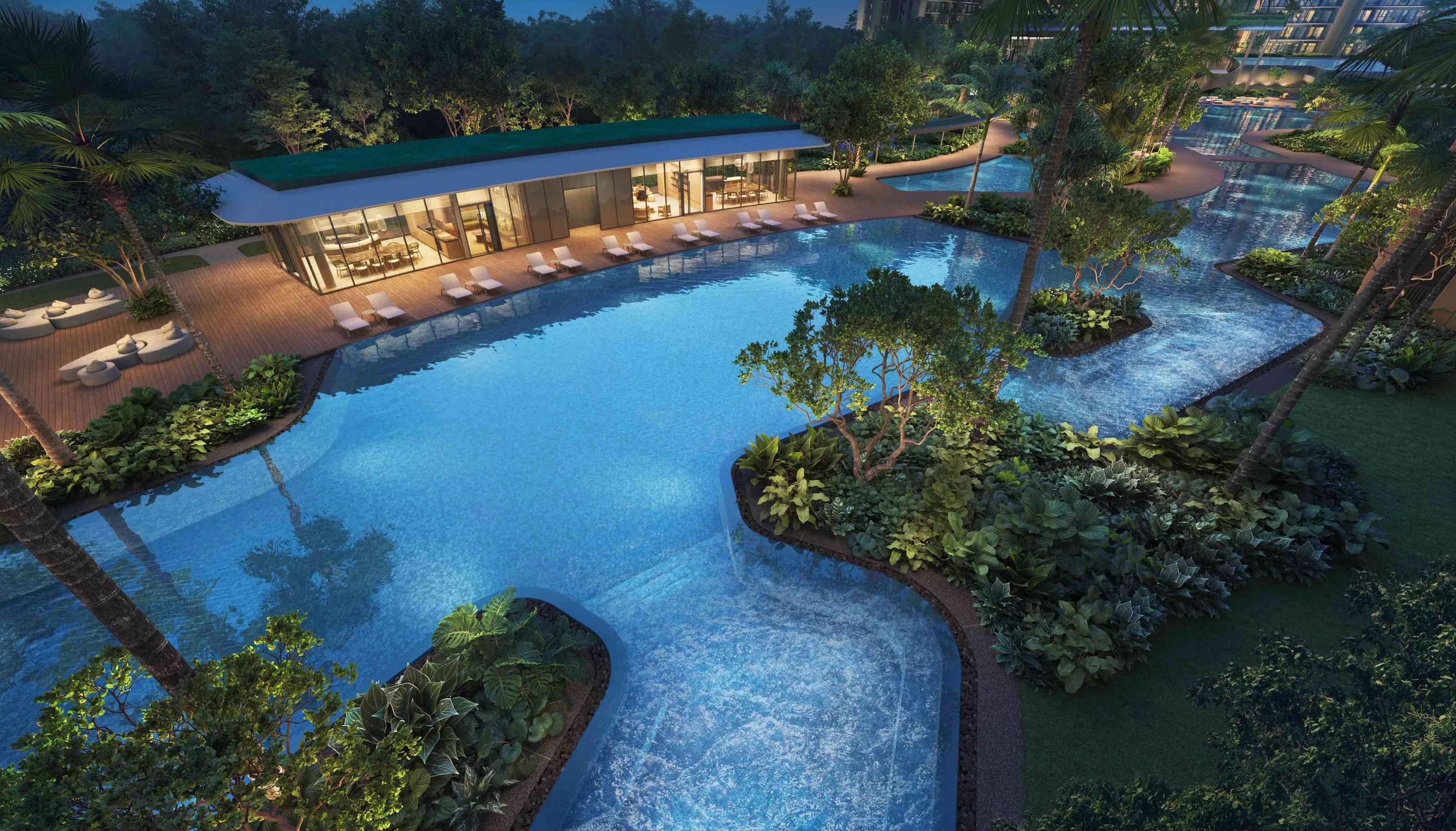 Artist's impression of a new launch condominium pool and clubhouse