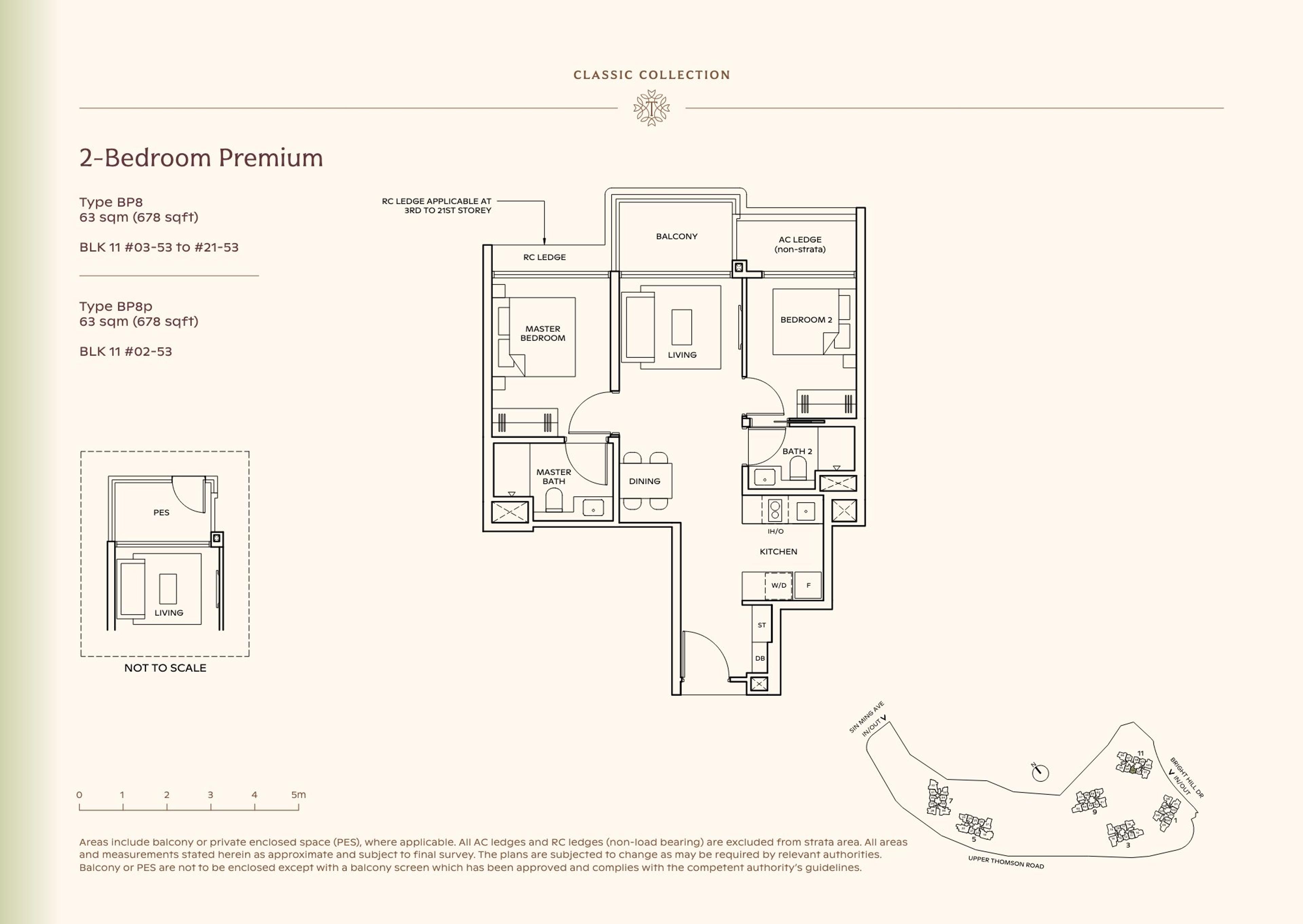Lucerne Grand 2-Bedroom Premium floor plan, Type BP8 / BP8p (63 sqm / 678 sq ft)