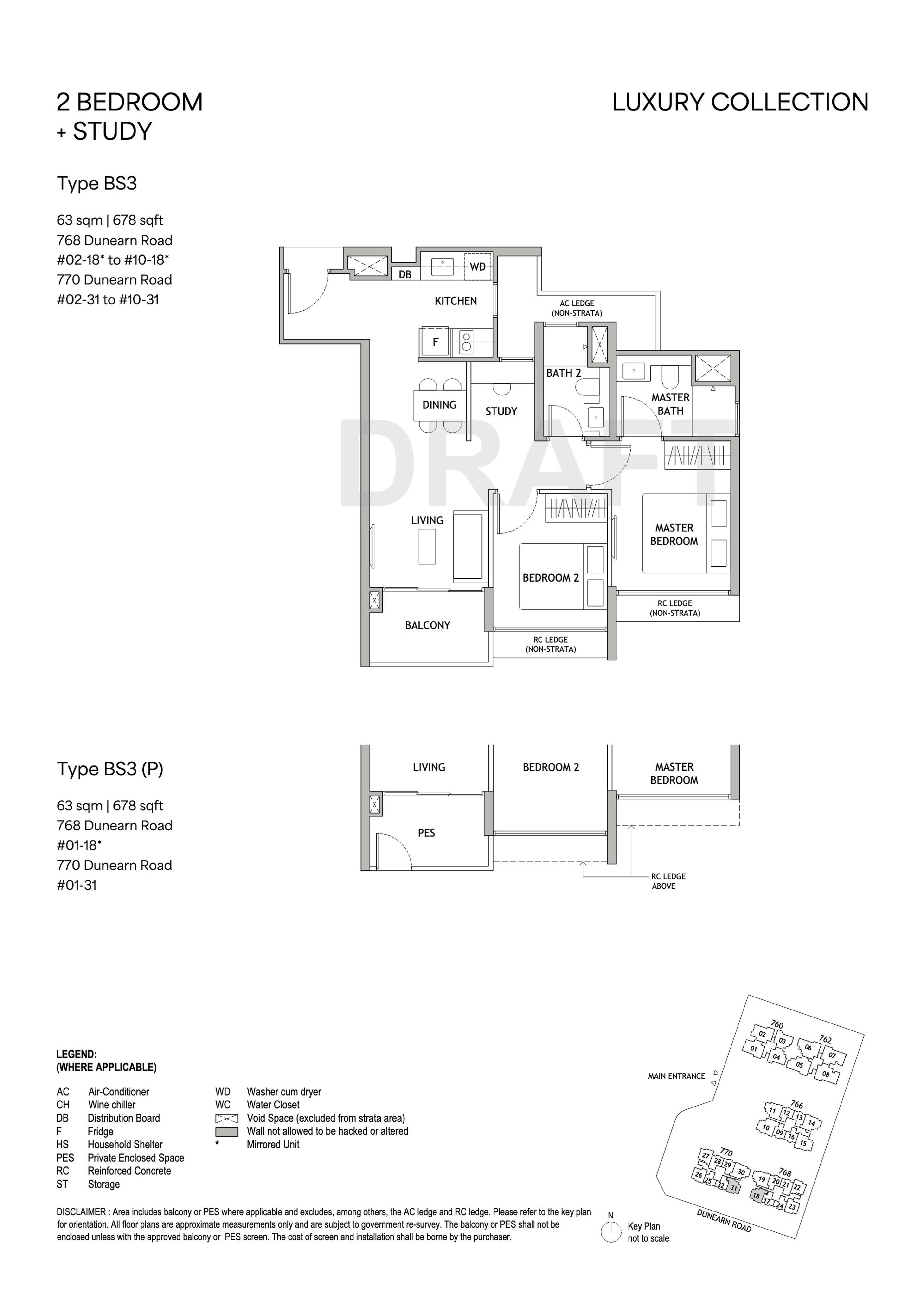 Dunearn House Unit floor plan, Type BS3