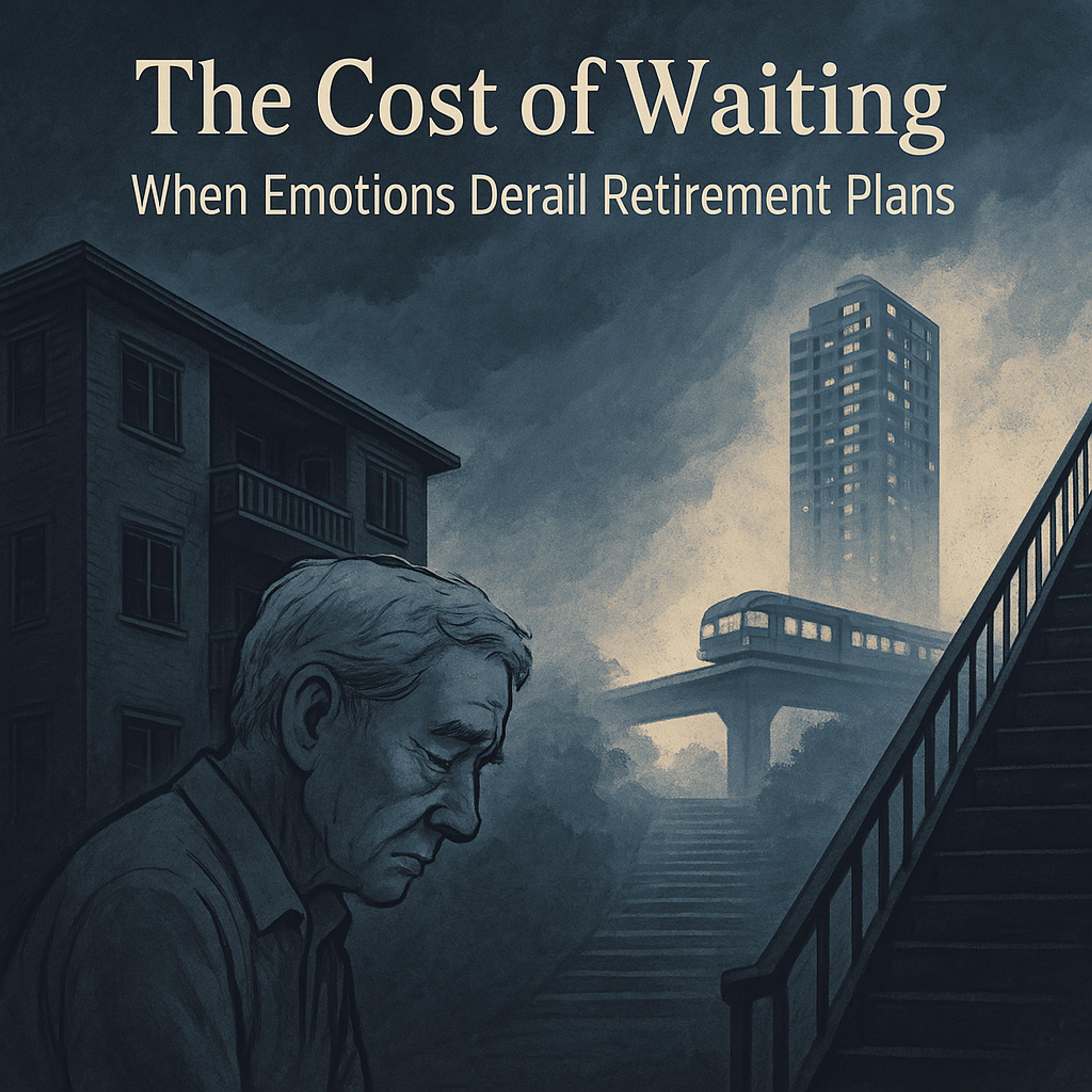 The cost of waiting: an older man lost in thought as emotions derail retirement plans