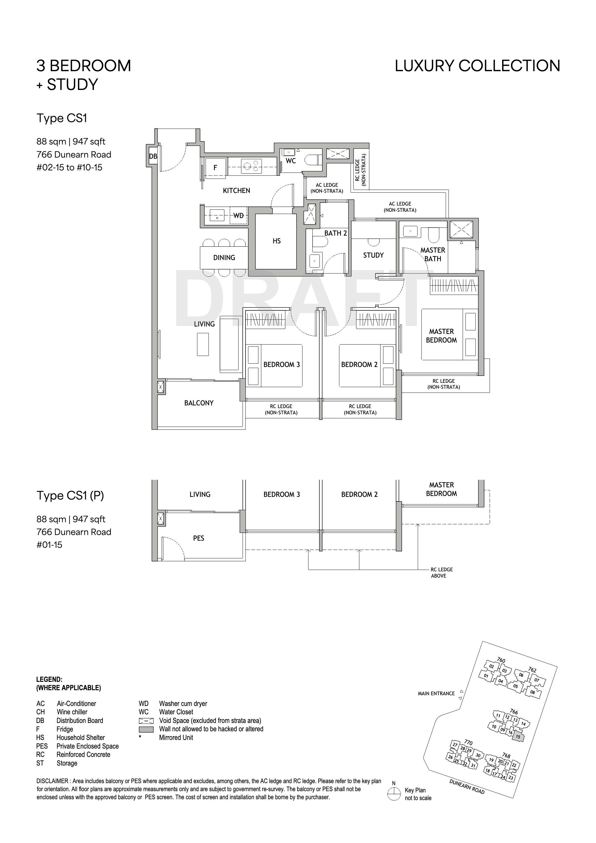 Dunearn House Unit floor plan, Type CS1