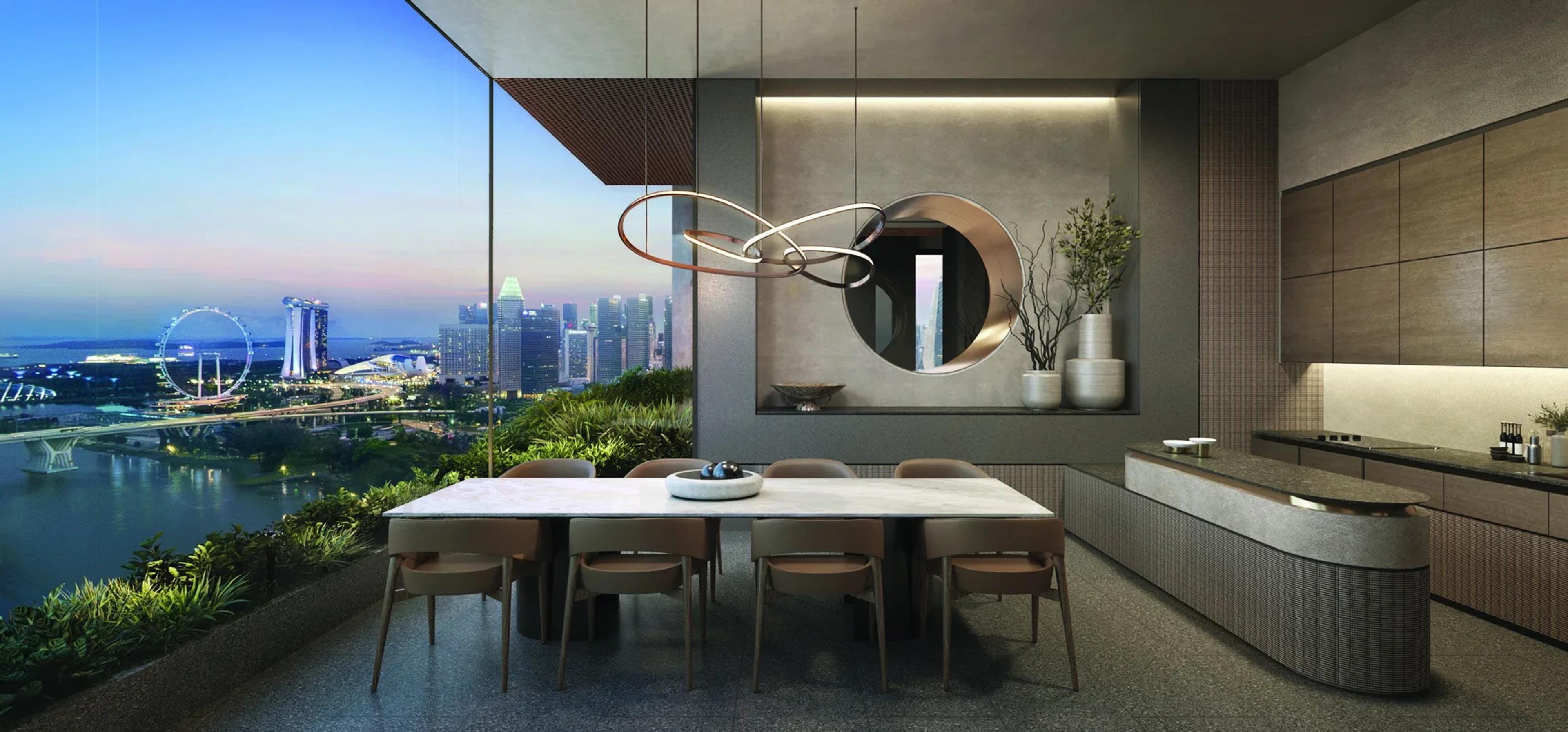 Artist's impression of Aurea's Level 17 Lounge dining and social spaces