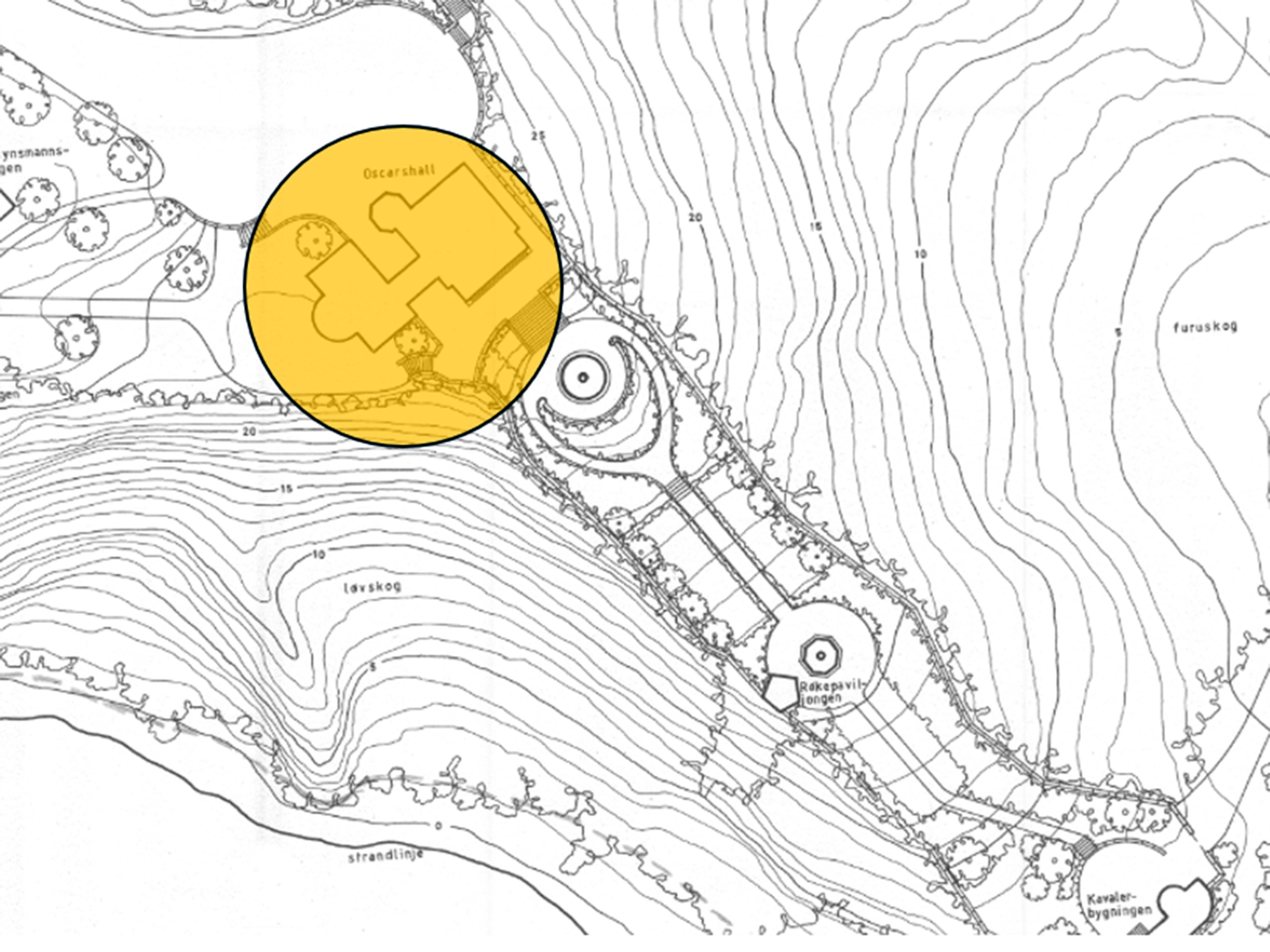 Kartet viser området der det ikke er tillatt med bryllupsfotografering