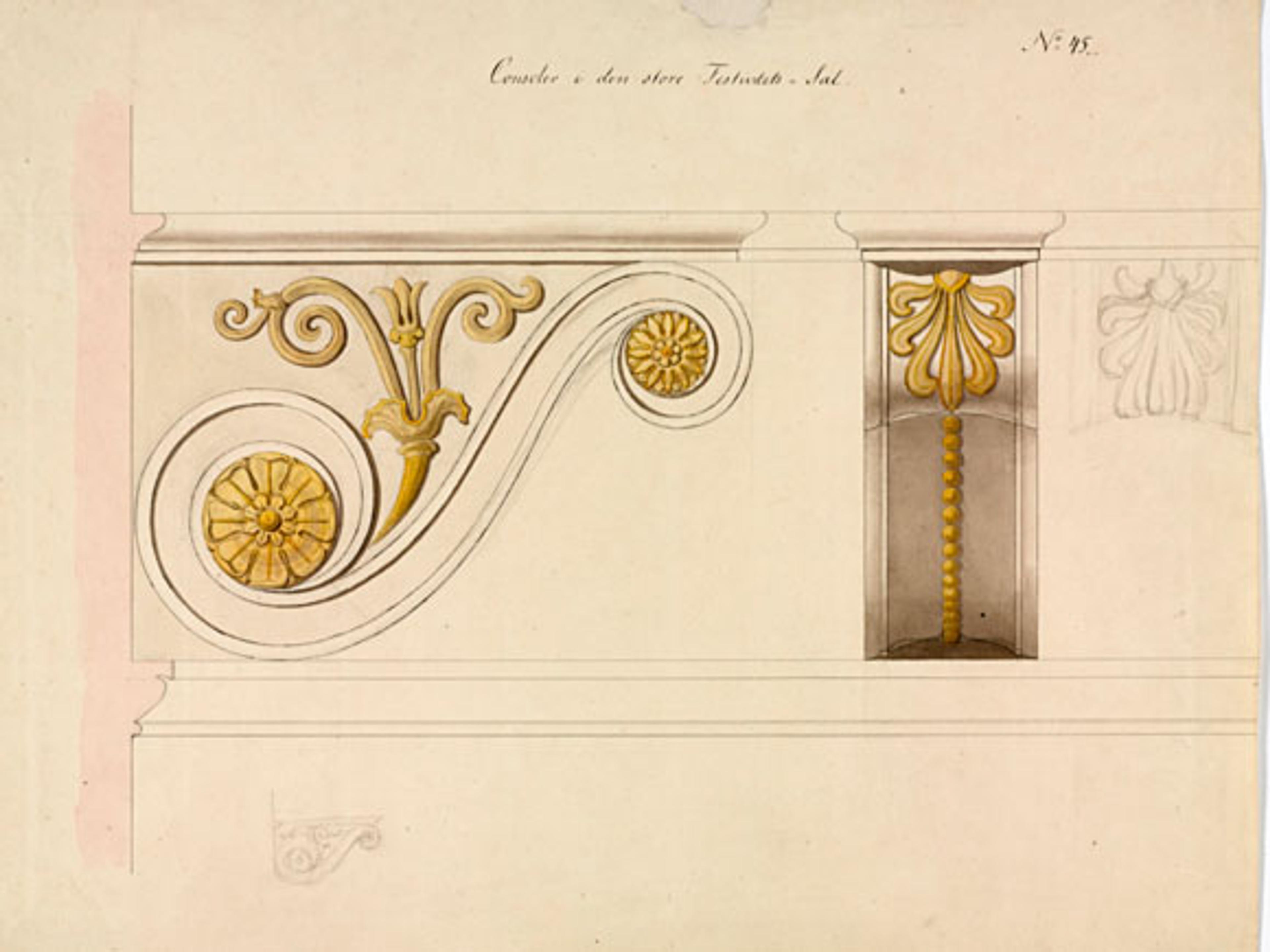 Arkitektens tegning av hvordan konsollene skulle utformes-