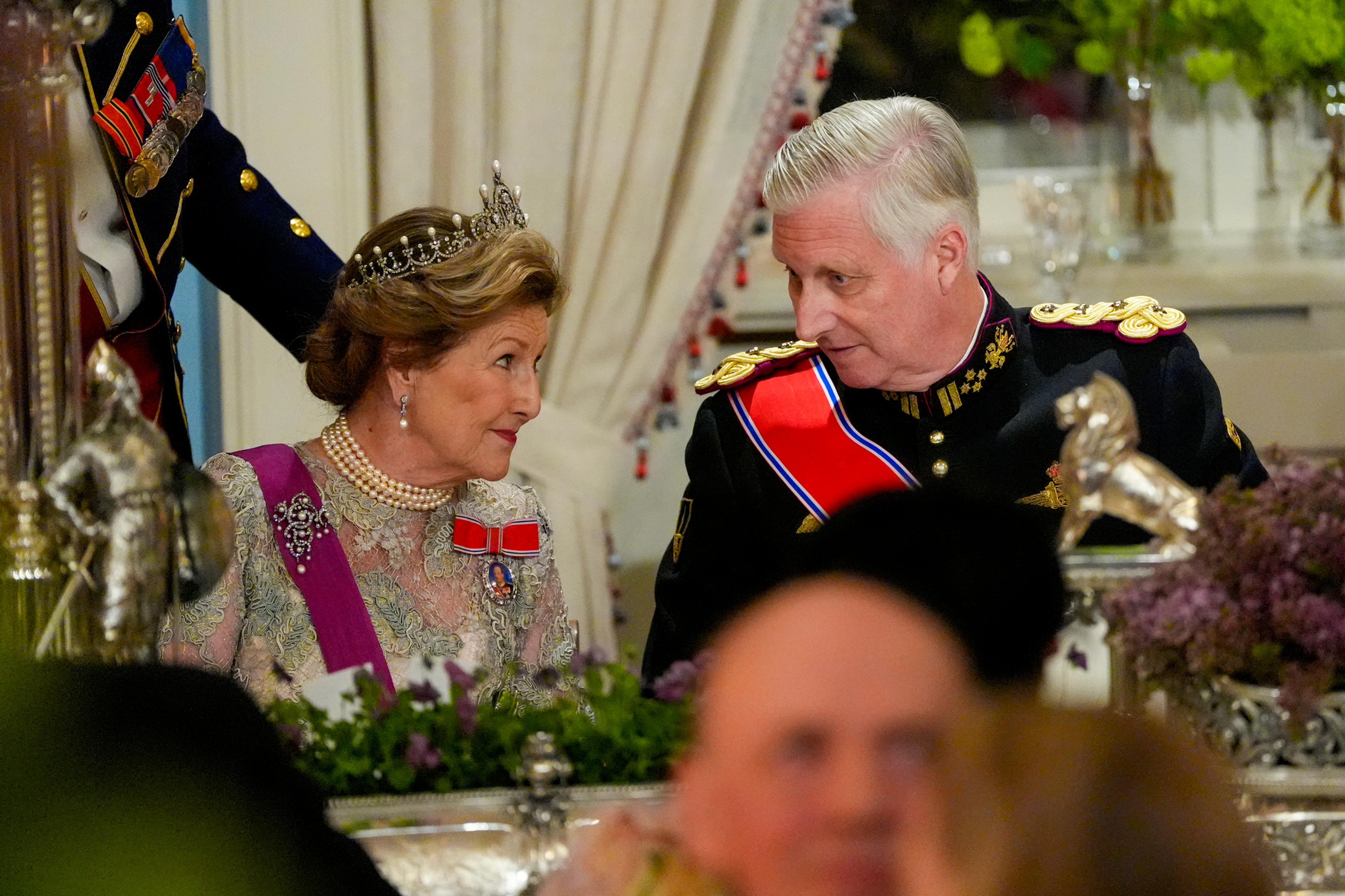 Dronningen og Kongen av belgierne under middagen på Slottet.
