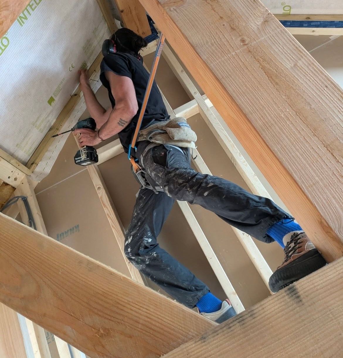 One of the team at work on site
