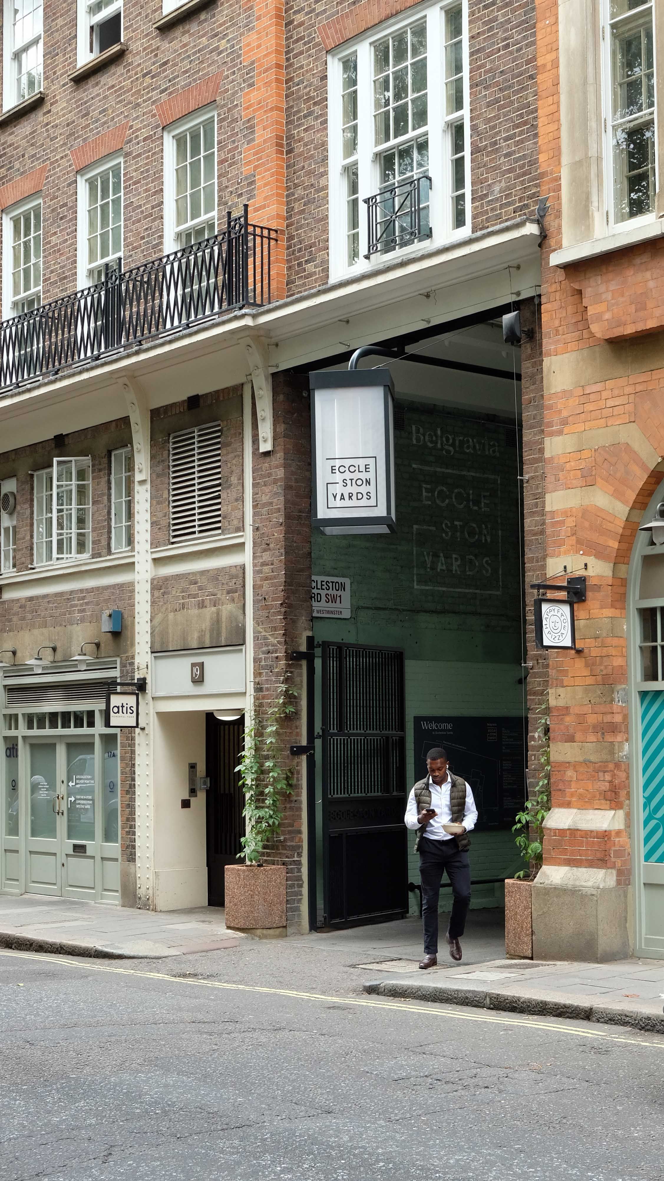 Photograph of the entrance to Eccleston Yards in daytime.