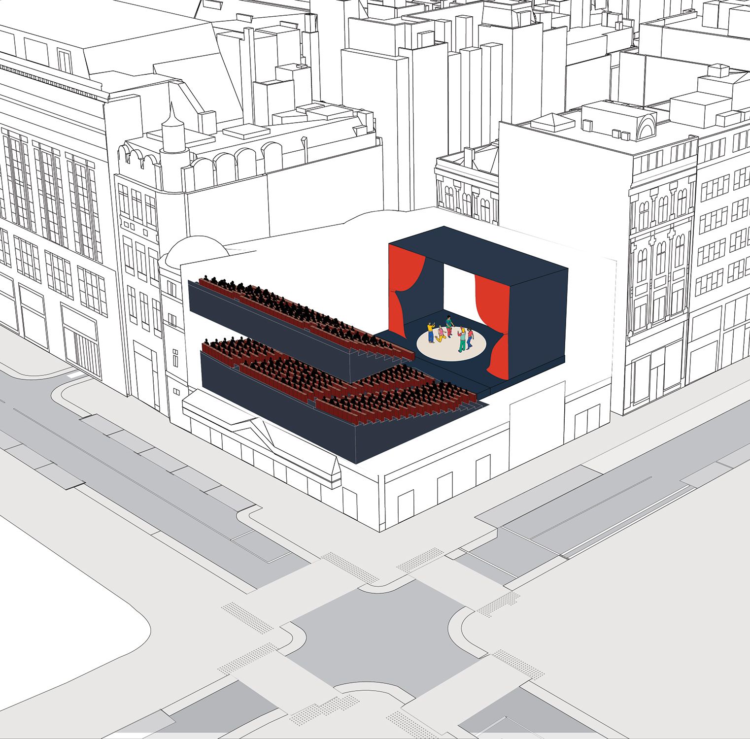Drawing of a theatre.