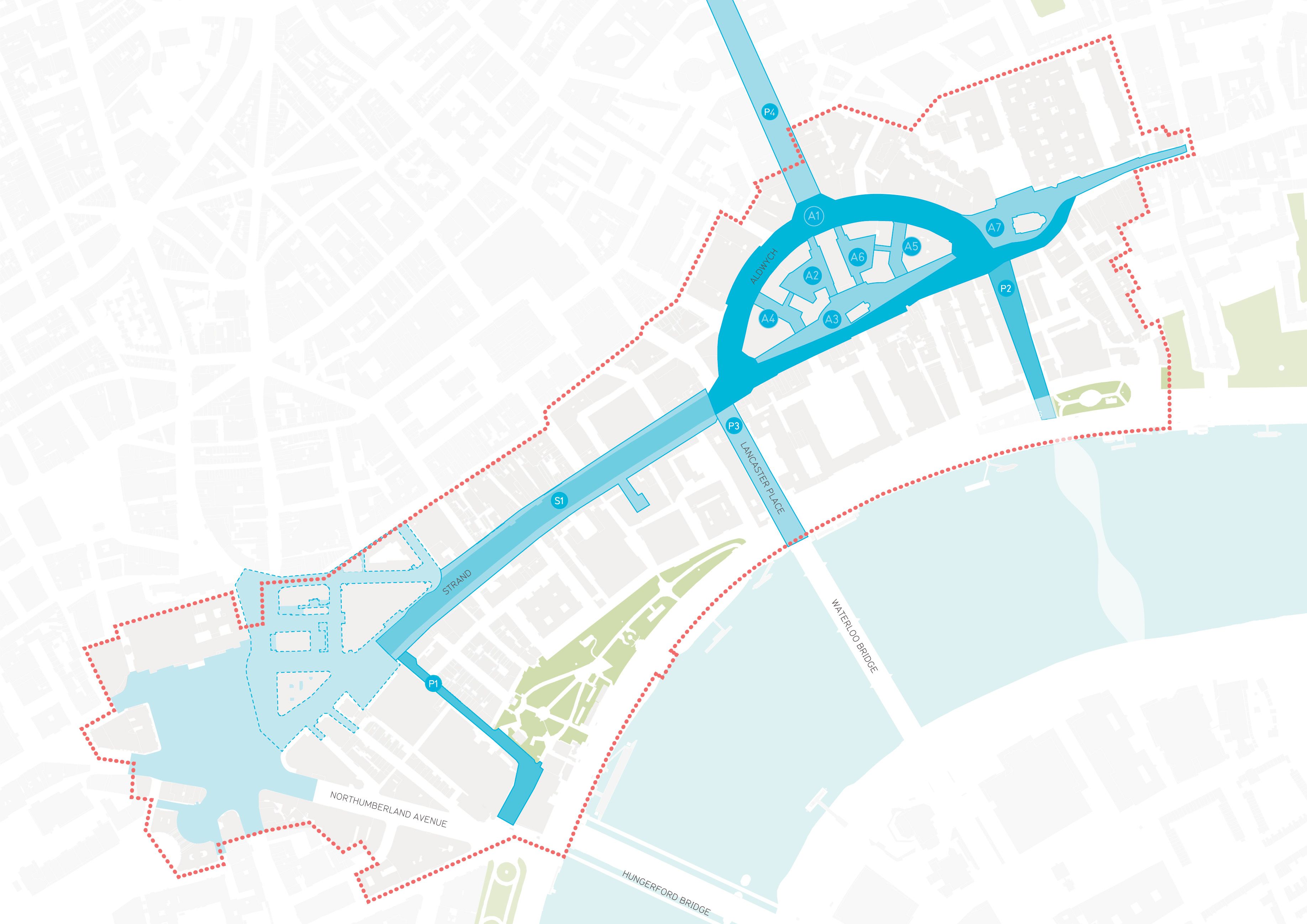 Map diagram of Northbank area showing primary streets and connections.