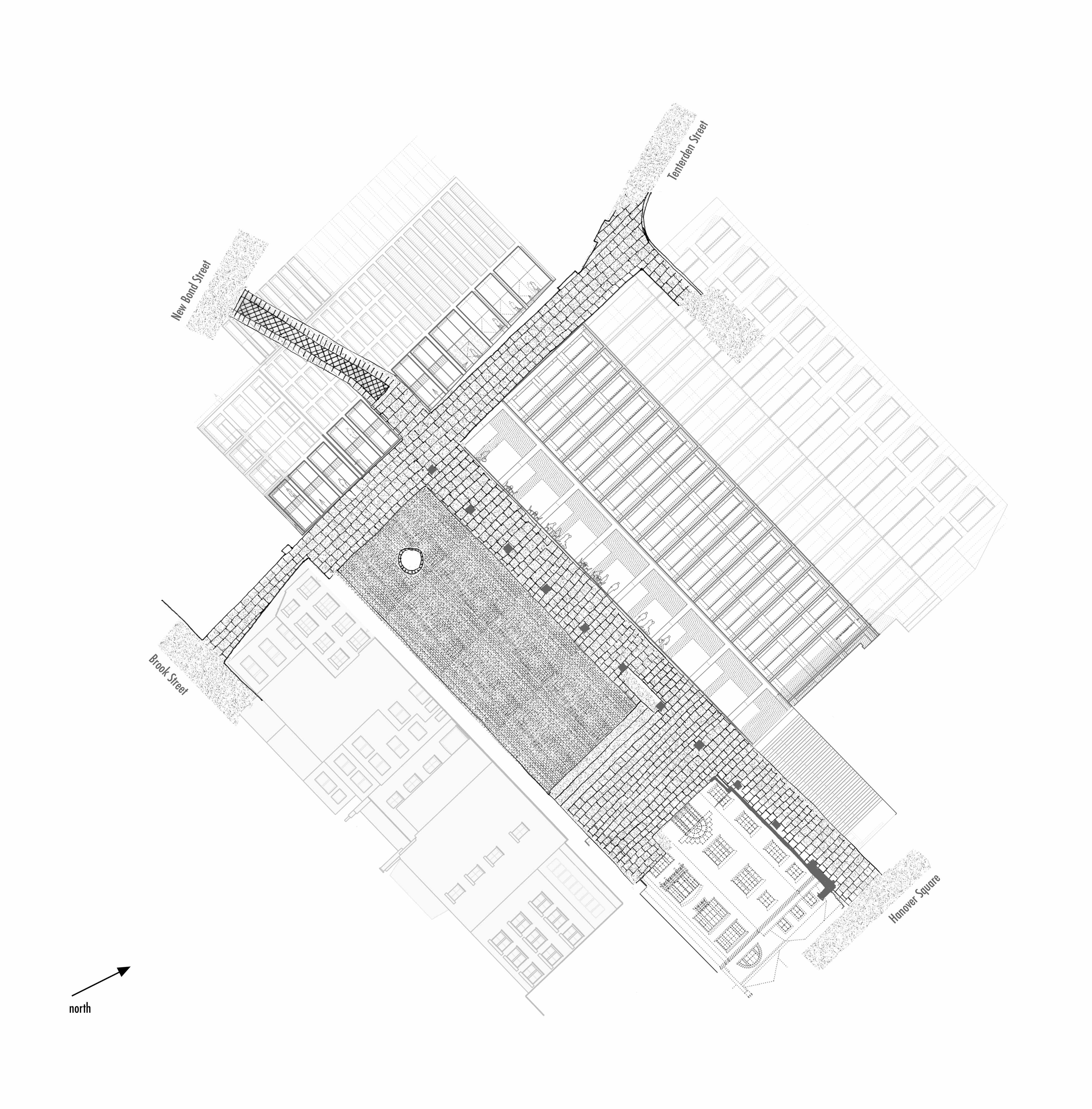 Dering Yard: Paving and Facades. Comparable Study.