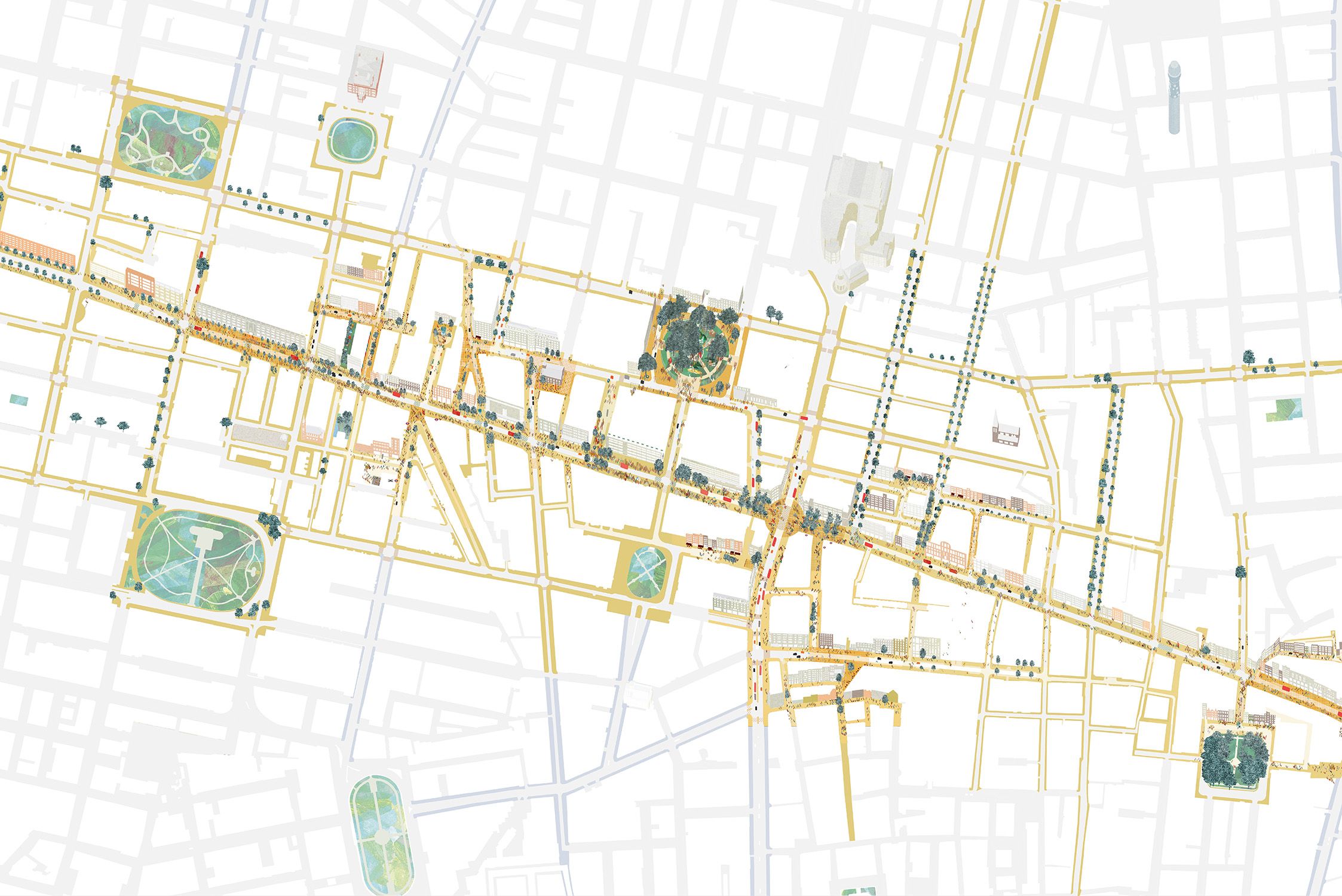 Plan view map of the Oxford Street District