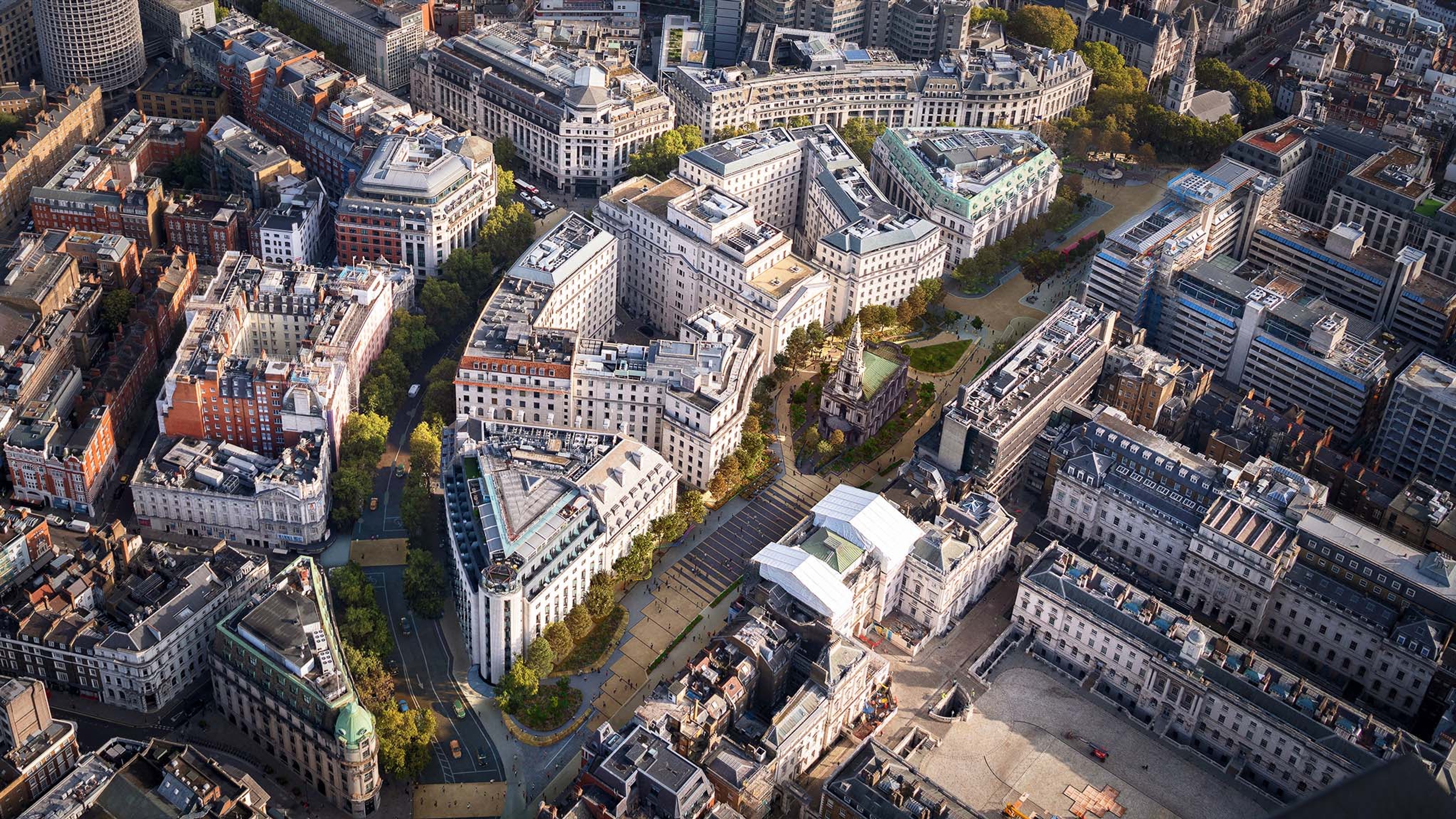 Ariel view photograph of Strand Aldwych