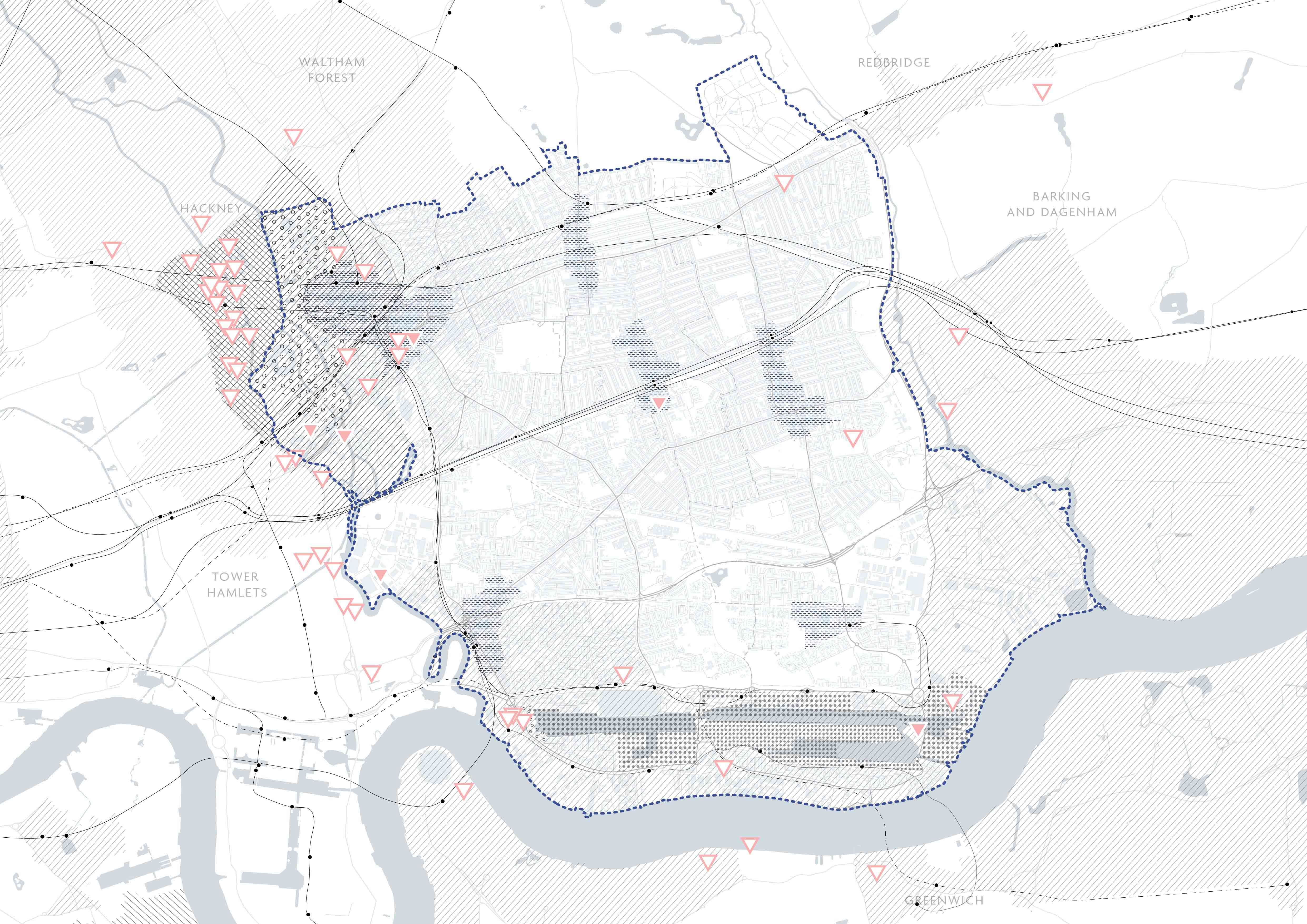A map of Newham with creative workspaces mapped and depicted.