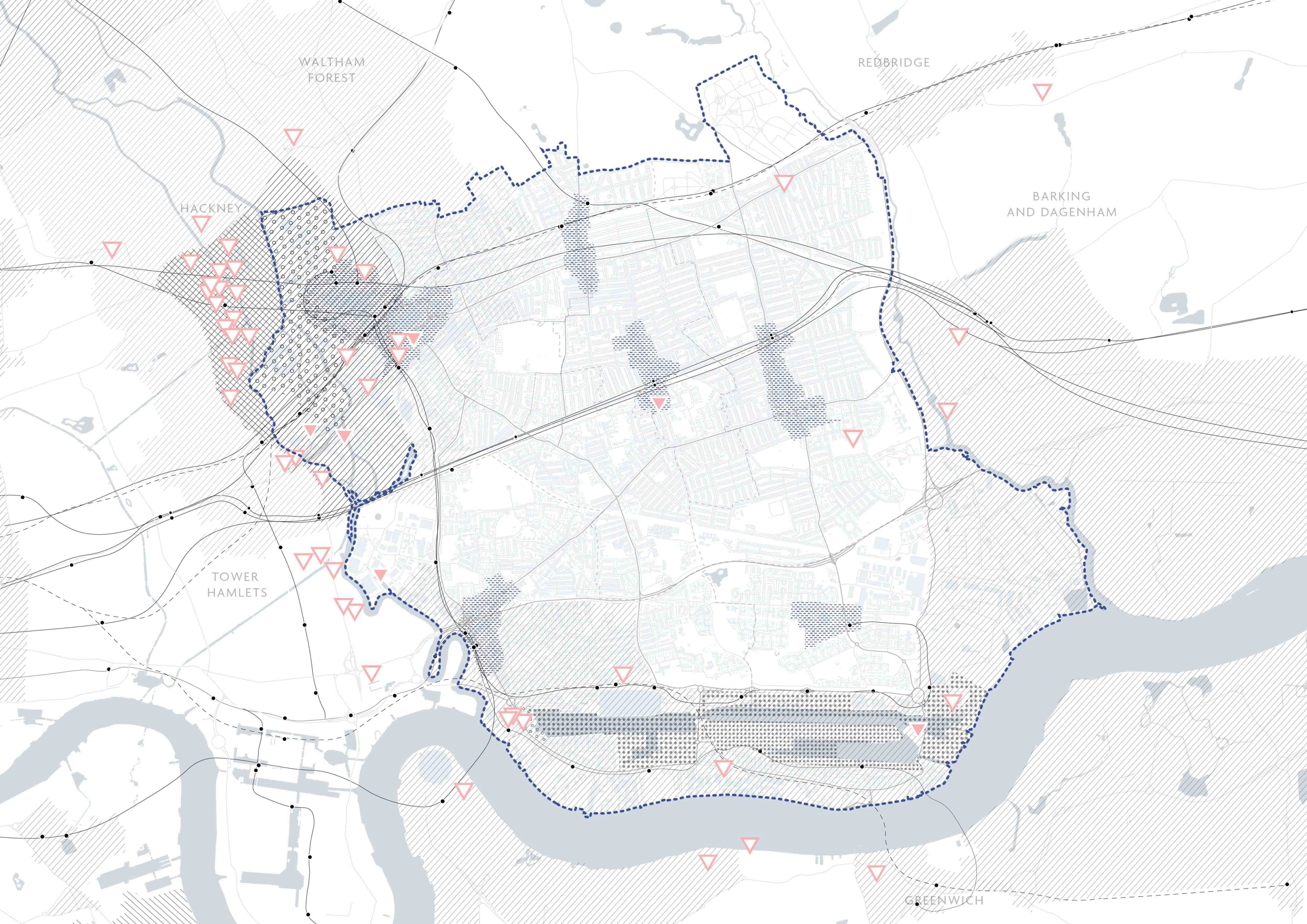 A map of Newham with creative workspaces mapped and depicted.