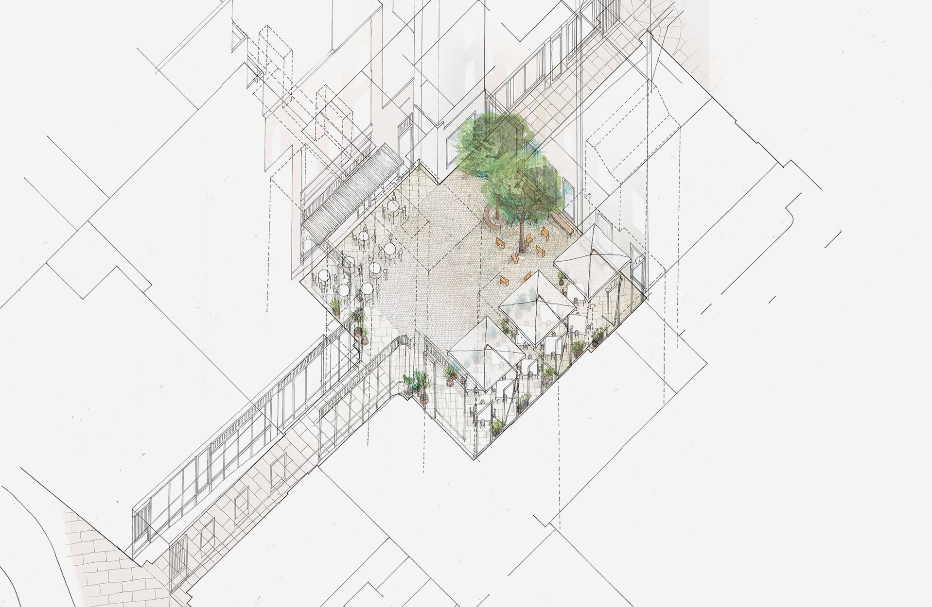 Drawing of Floral Court, Covent Garden