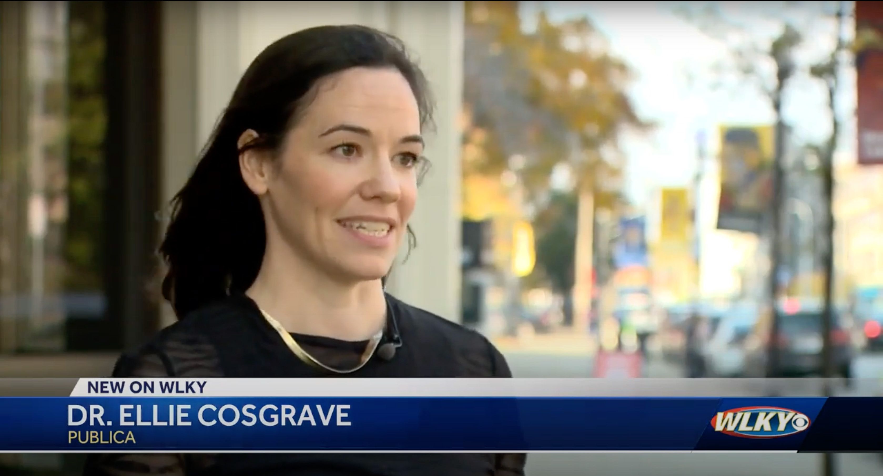 Dr Ellie Cosgrave being interviewed on a local news channel.